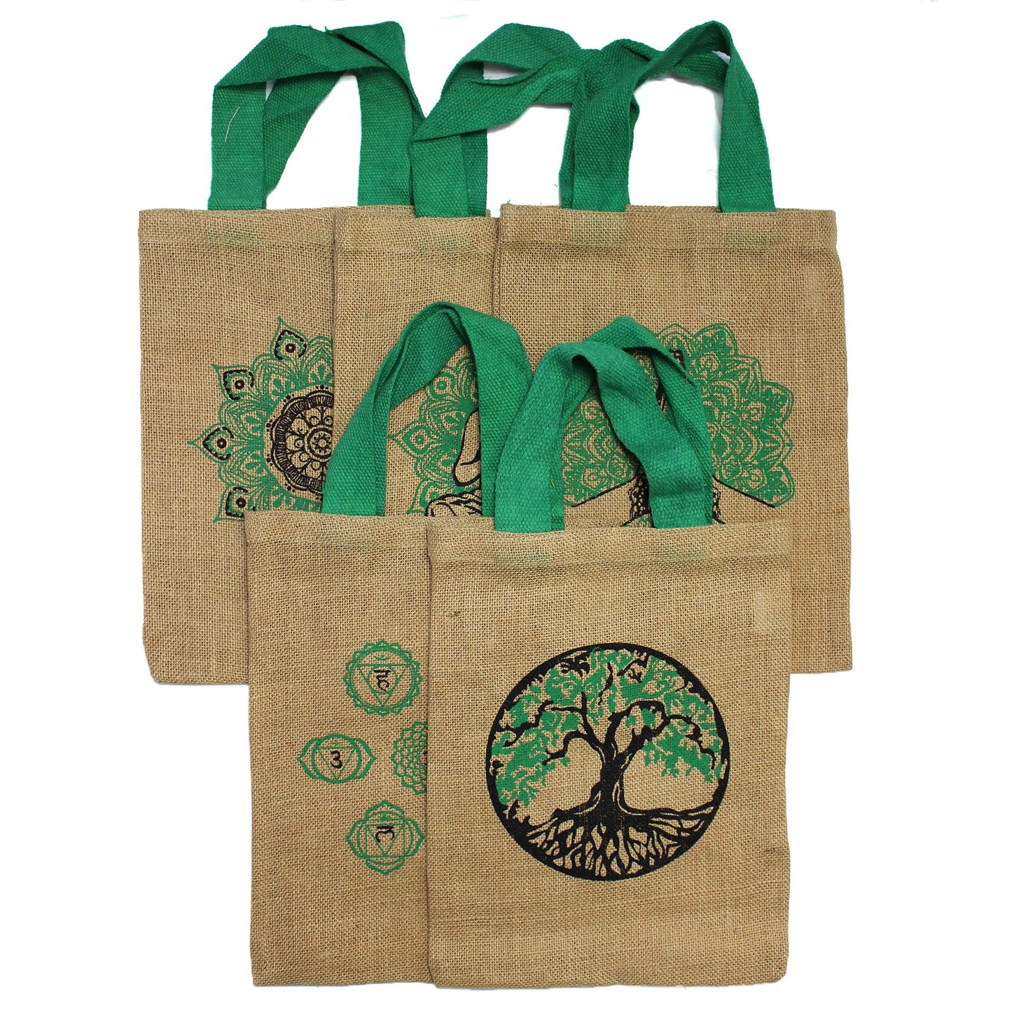 Jute Tragetasche mit Mystischen Designs der 7 Chakras