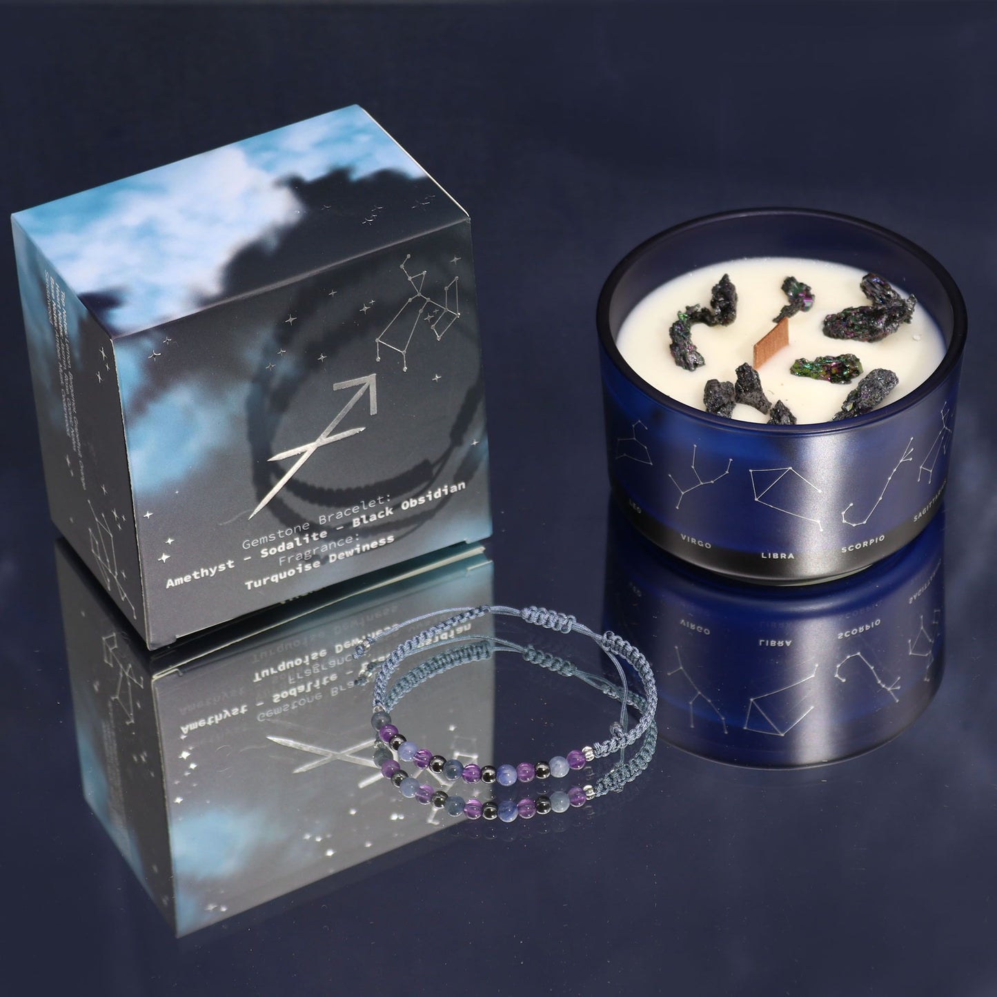 Zodiac Kristallkerze Mit Edelsteinarmband - Schütze
