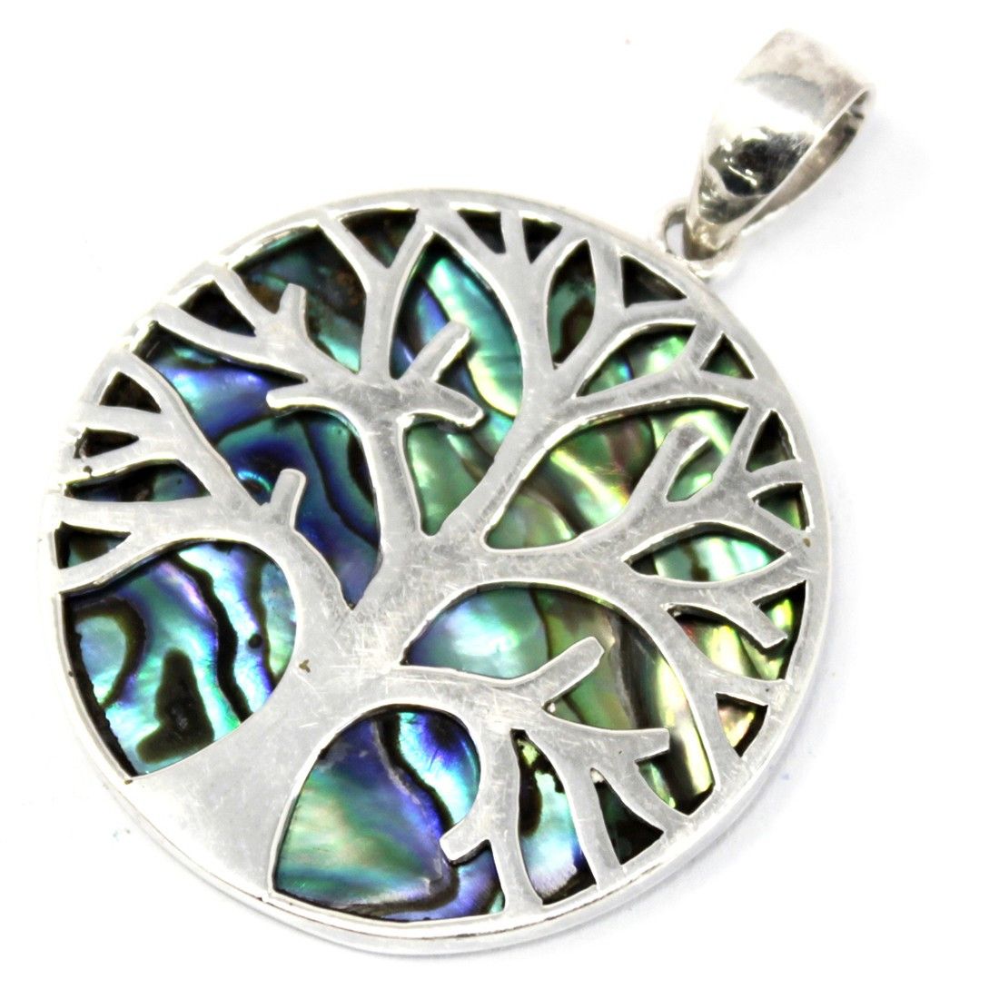 Lebensbaum Silberanhänger 30mm - Abalone