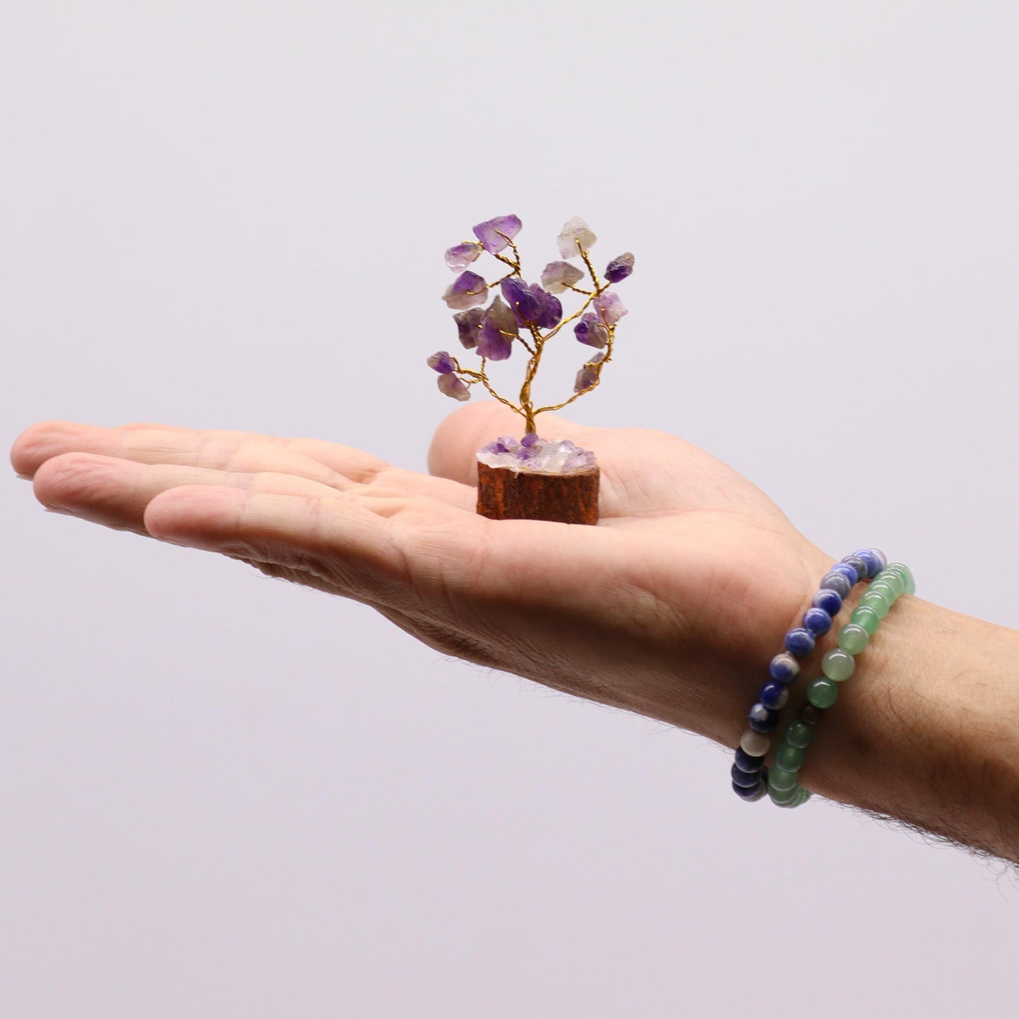 Mini Edelsteinbäume Auf Holzsockel - Amethyst Mit 15 Steinen