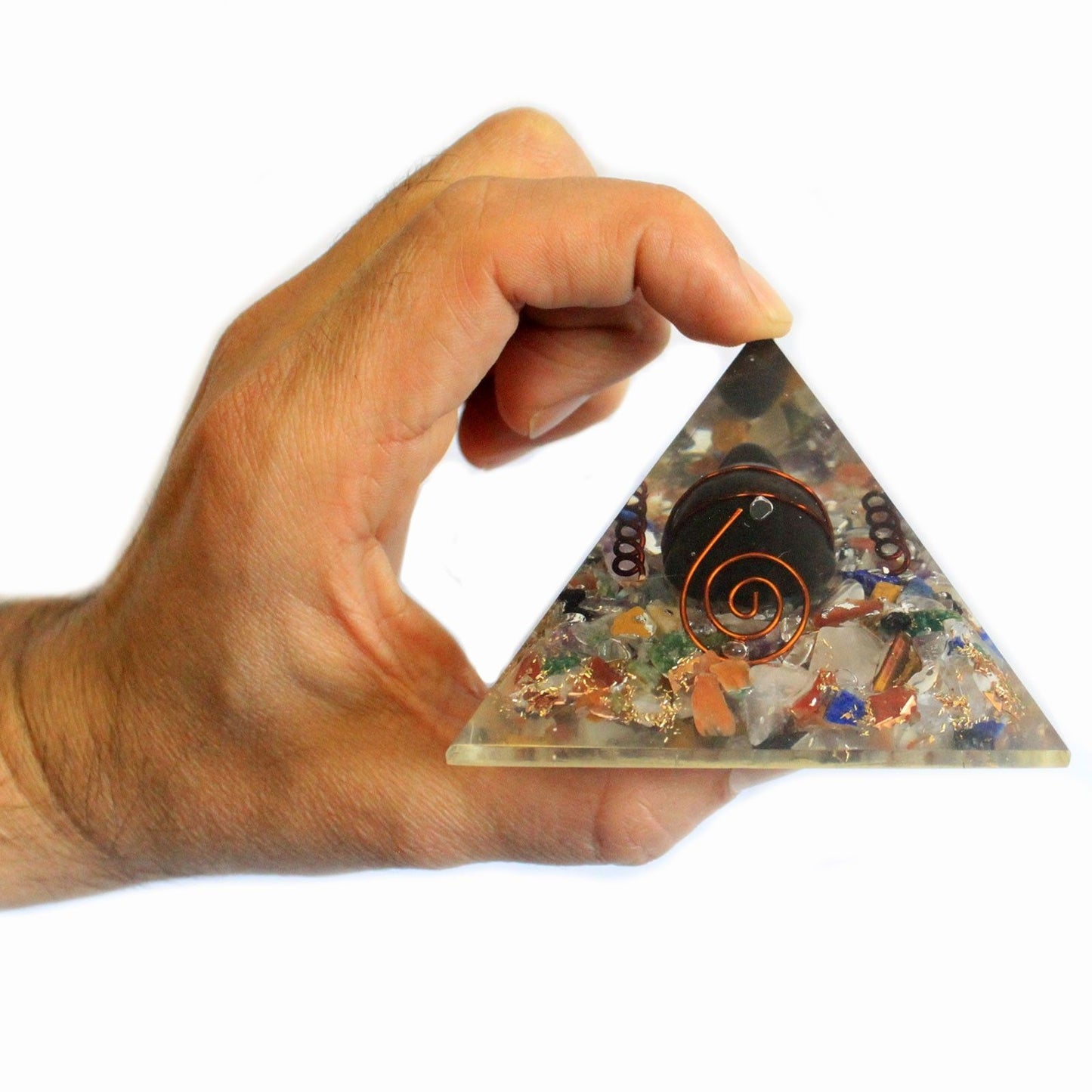 Med Orgonite Pyramide 60mm Edelsteinchips Kupfer Schildkröte