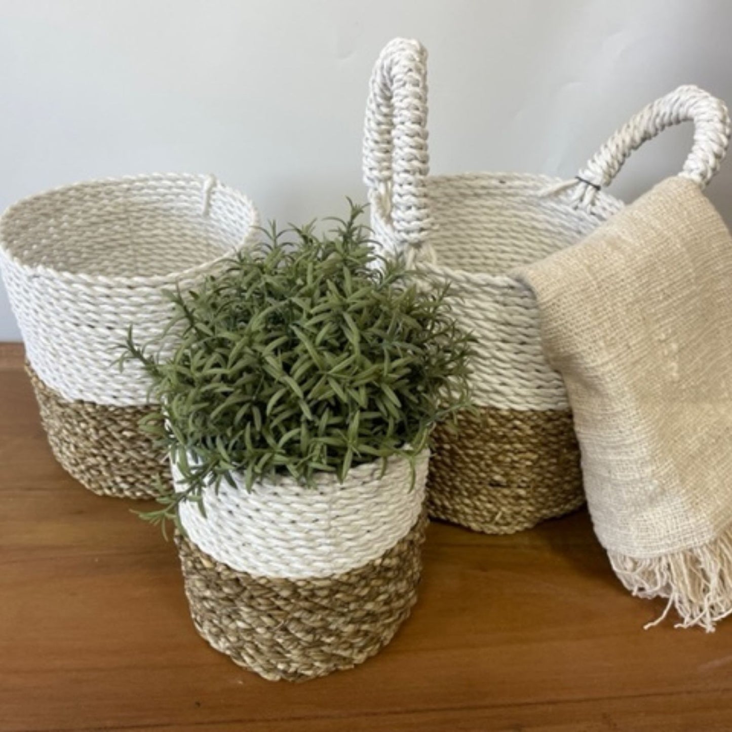 Seegras Korb Set - Natürlich Weiß