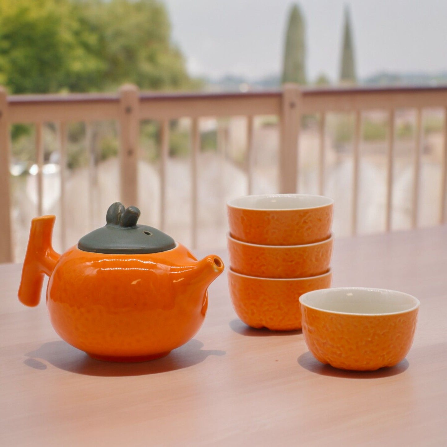 Kräuter Orange Teekannen Set - Kanne Und Vier Tassen