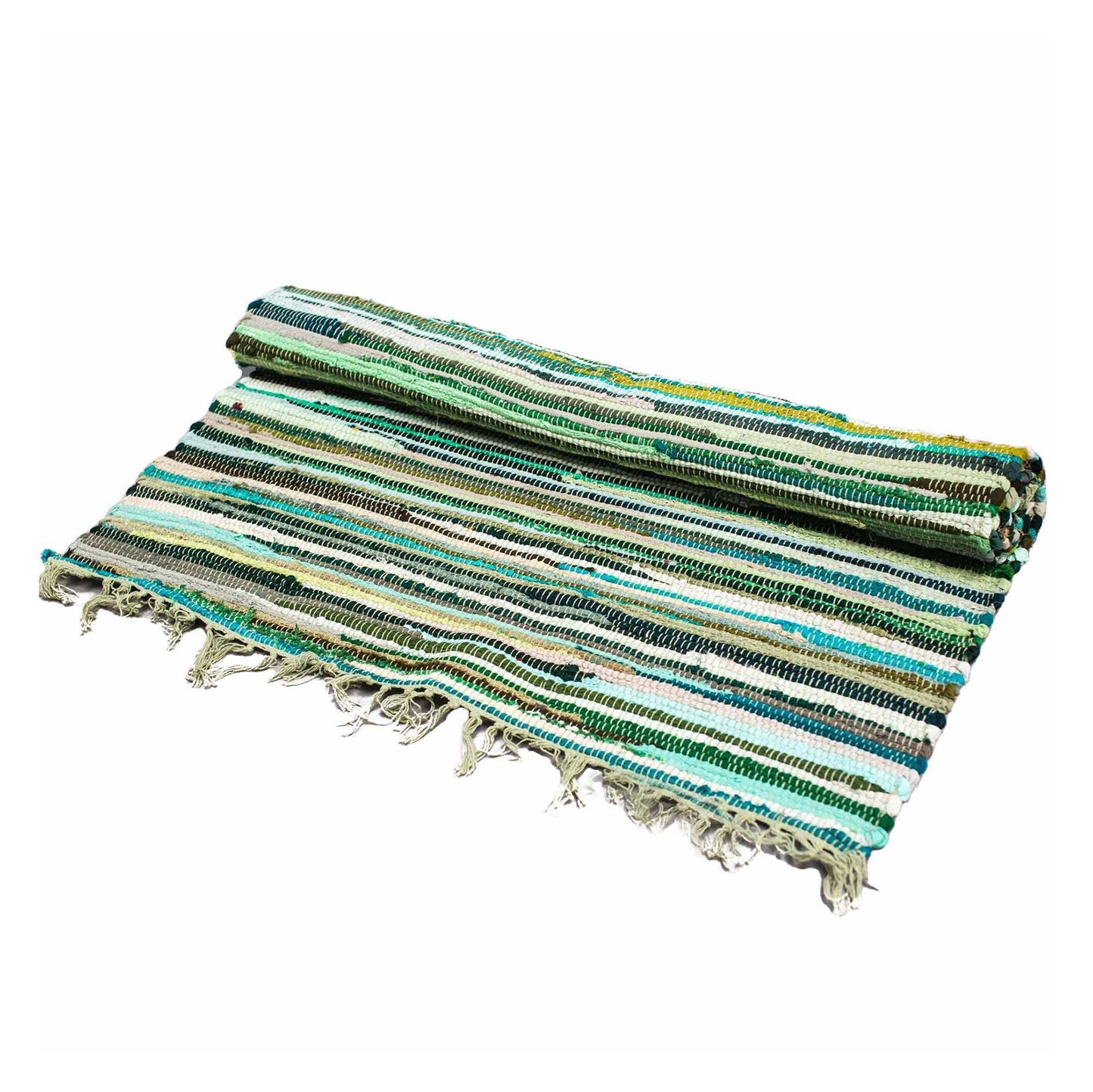 Großer Teppich Aus Rags - 150x90cm - Premium Qualität - Natürliche Grüntöne