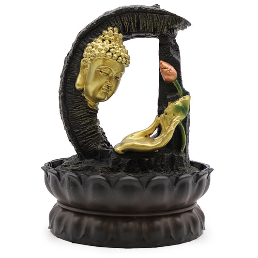 Tisch-Wasserfall - 30cm - Goldener Buddha Und Lotus