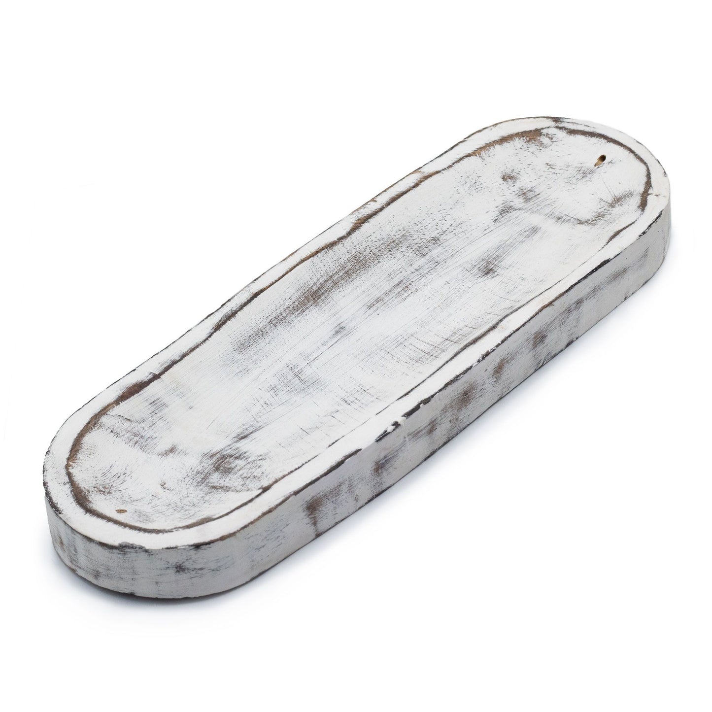 Große Räuchergefäßplatte 30x10cm - Klassisches Weißgewaschen