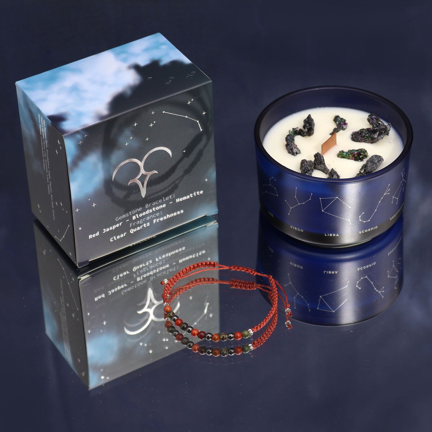 Zodiac Kristallkerze Mit Edelsteinarmband - Widder
