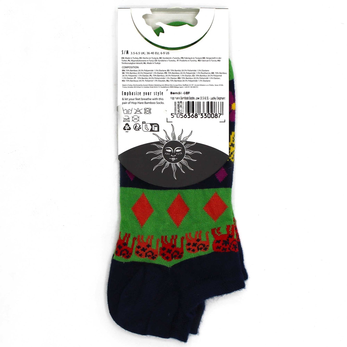 ML Hop Hare Bambus Socken Niedrig 41-46 Glücklicher Elefant