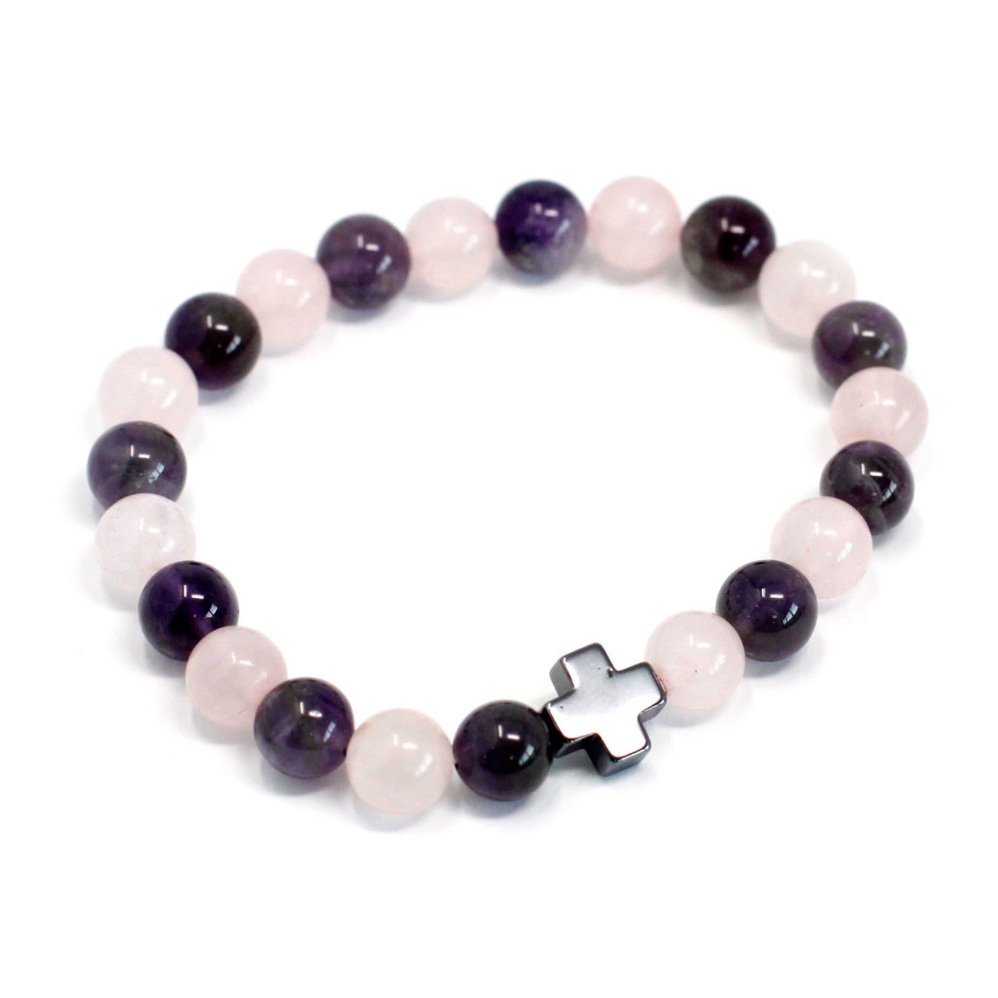 Set Aus 2 Edelstein Freundschaftsarmbändern Liebe Amethyst Und Rosenquarz