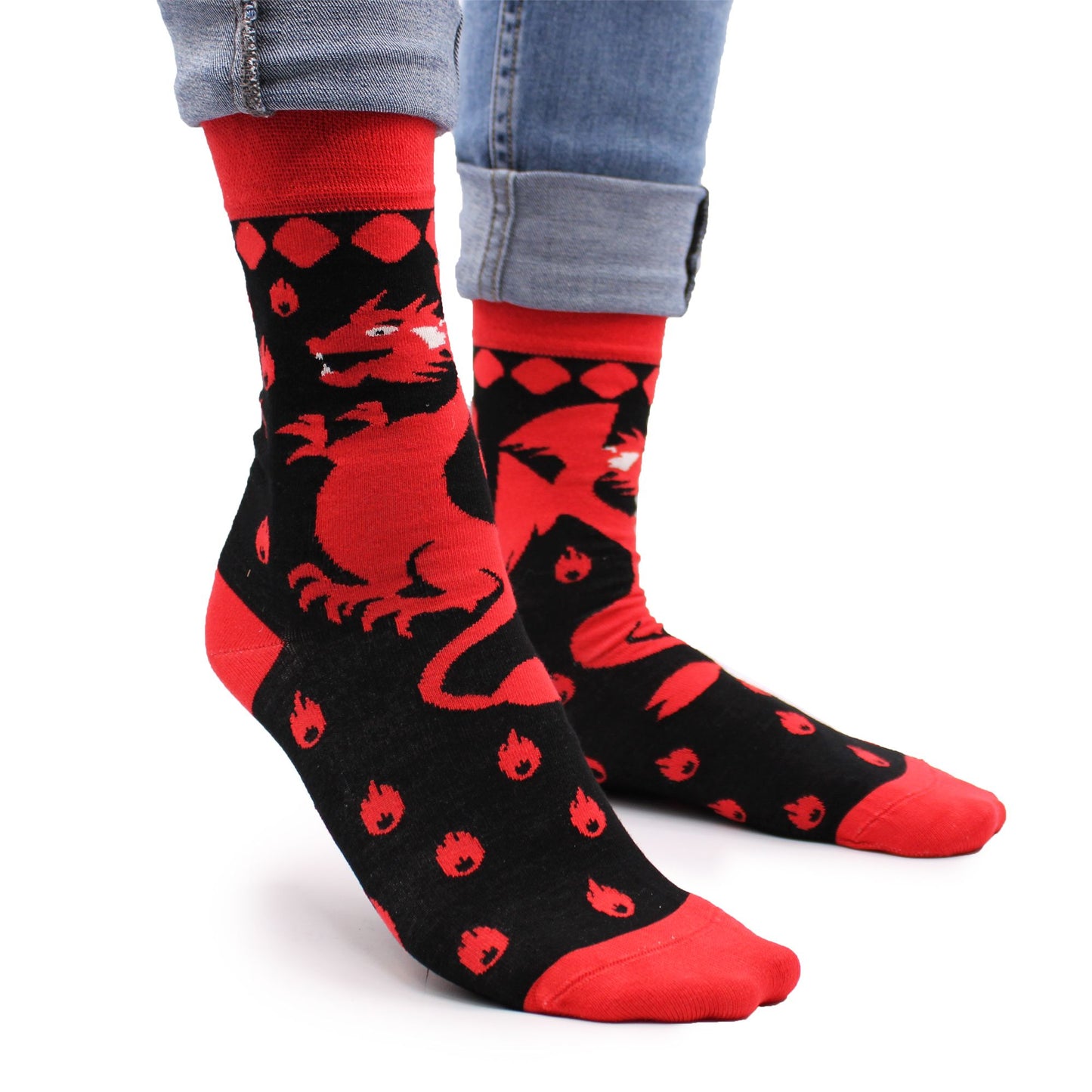 Hop Hare Bambus Socken Rot Drachen 41-46