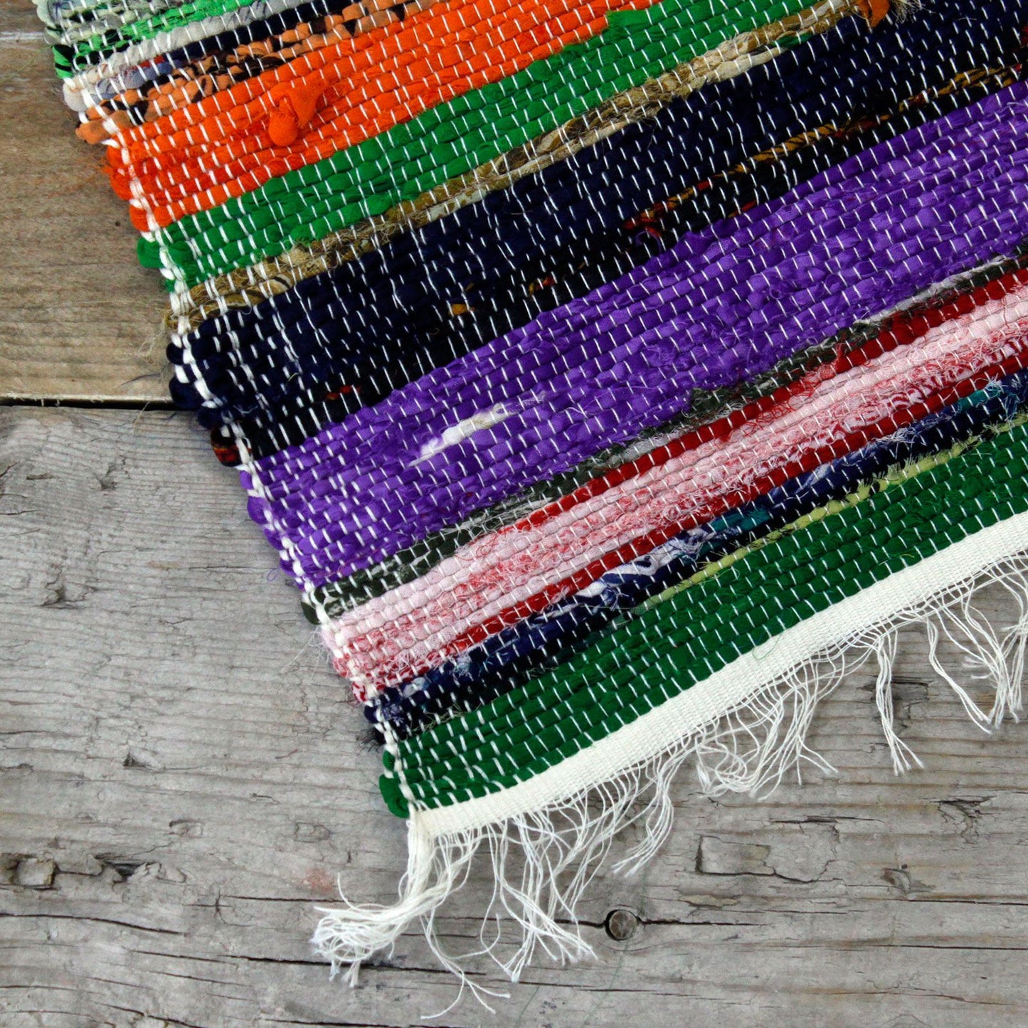 155 x 90cm Luxus Teppich Aus Rags - Natur