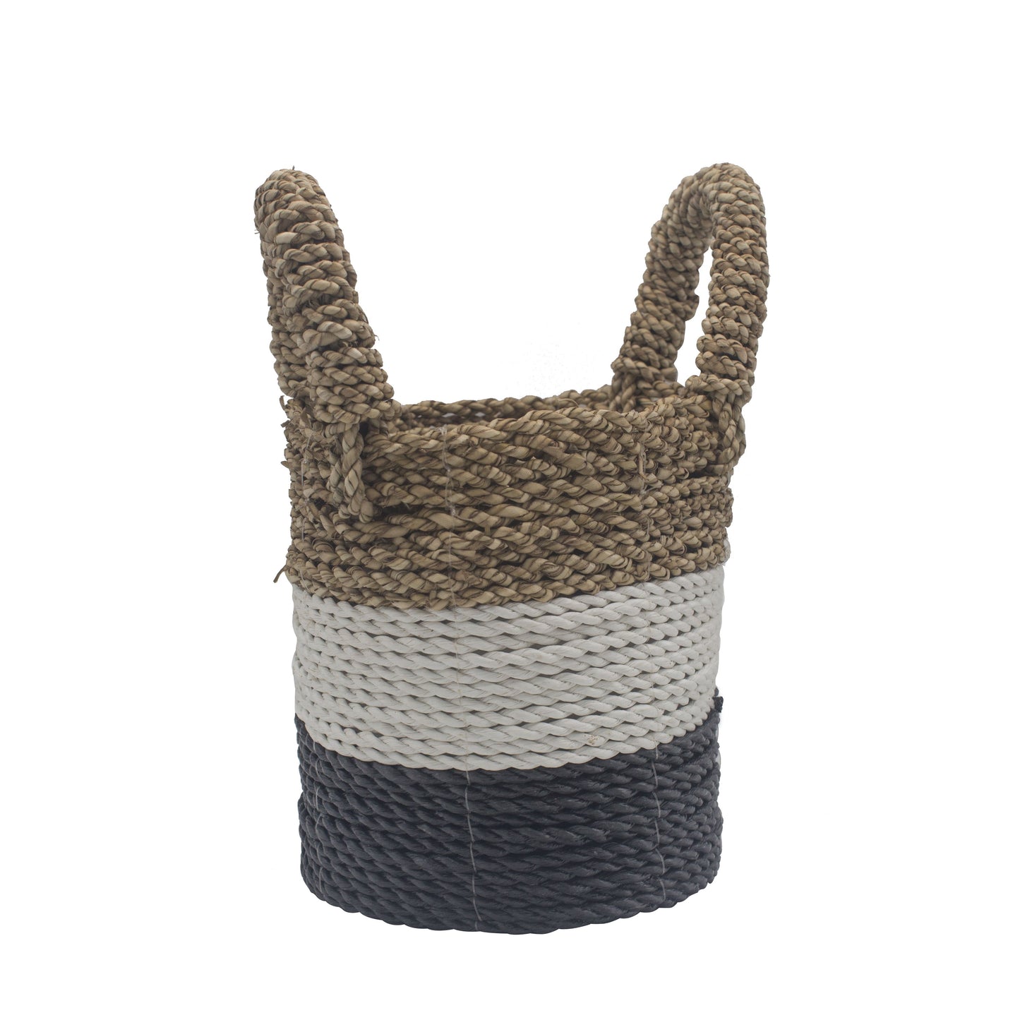 Seagrass Korb Set Dunkelgrau Weiß Natur