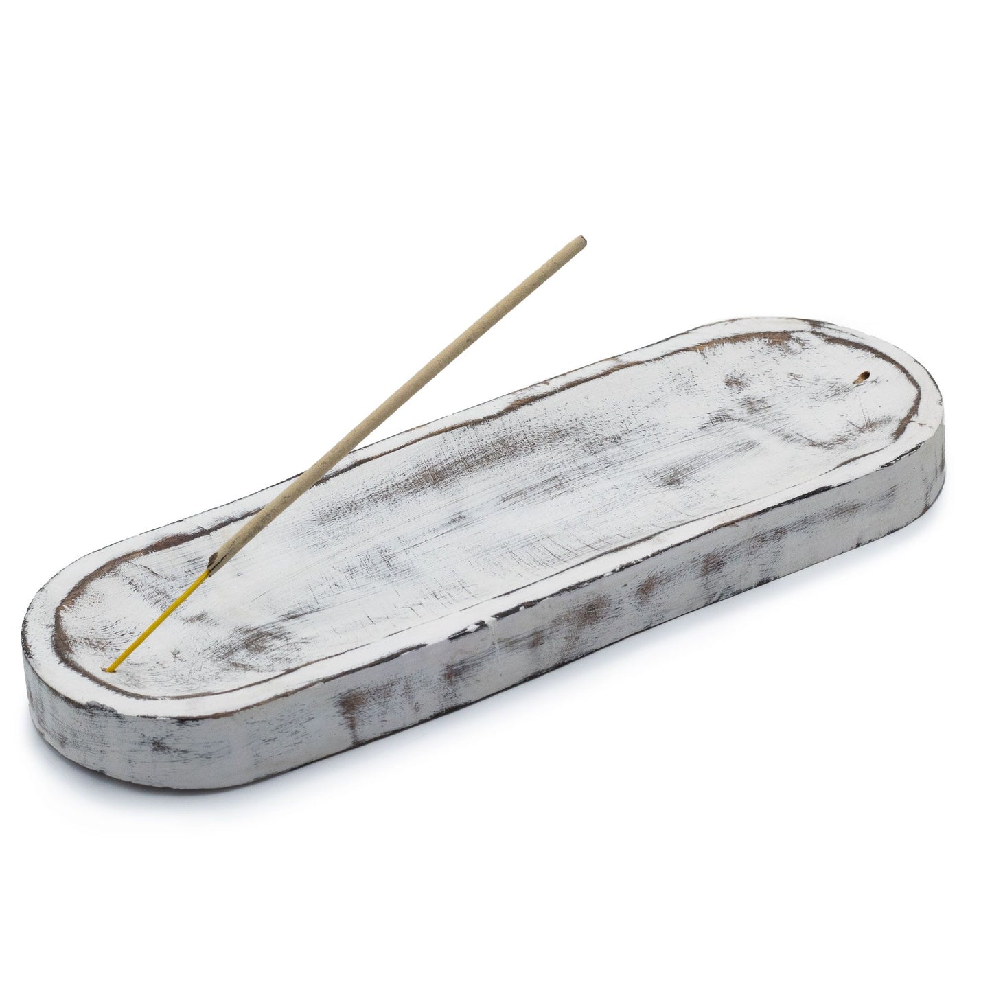 Große Räuchergefäßplatte 30x10cm - Klassisches Weißgewaschen