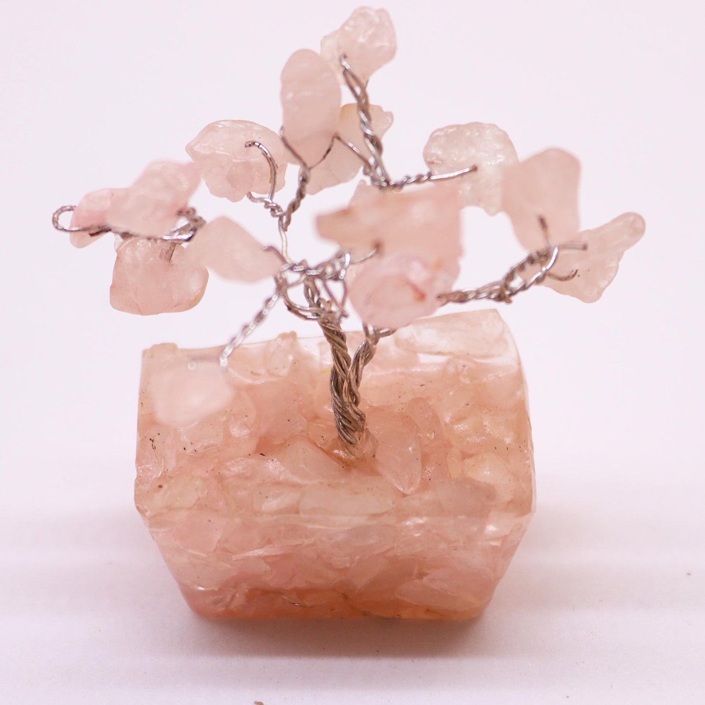 Mini Edelsteine Bäume Auf Orgonite Basis - Rosenquarz Mit 15 Steinen