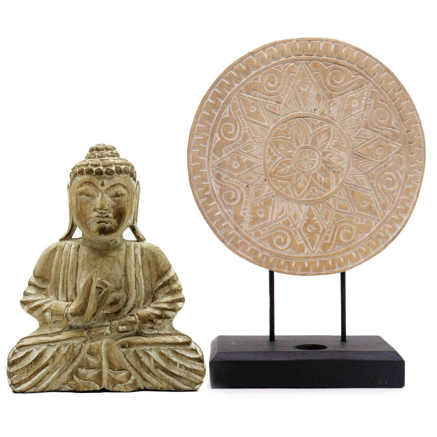 Buddha Feng Shui Set Klassische Mandala Natürliche Ausführung 2 Designs