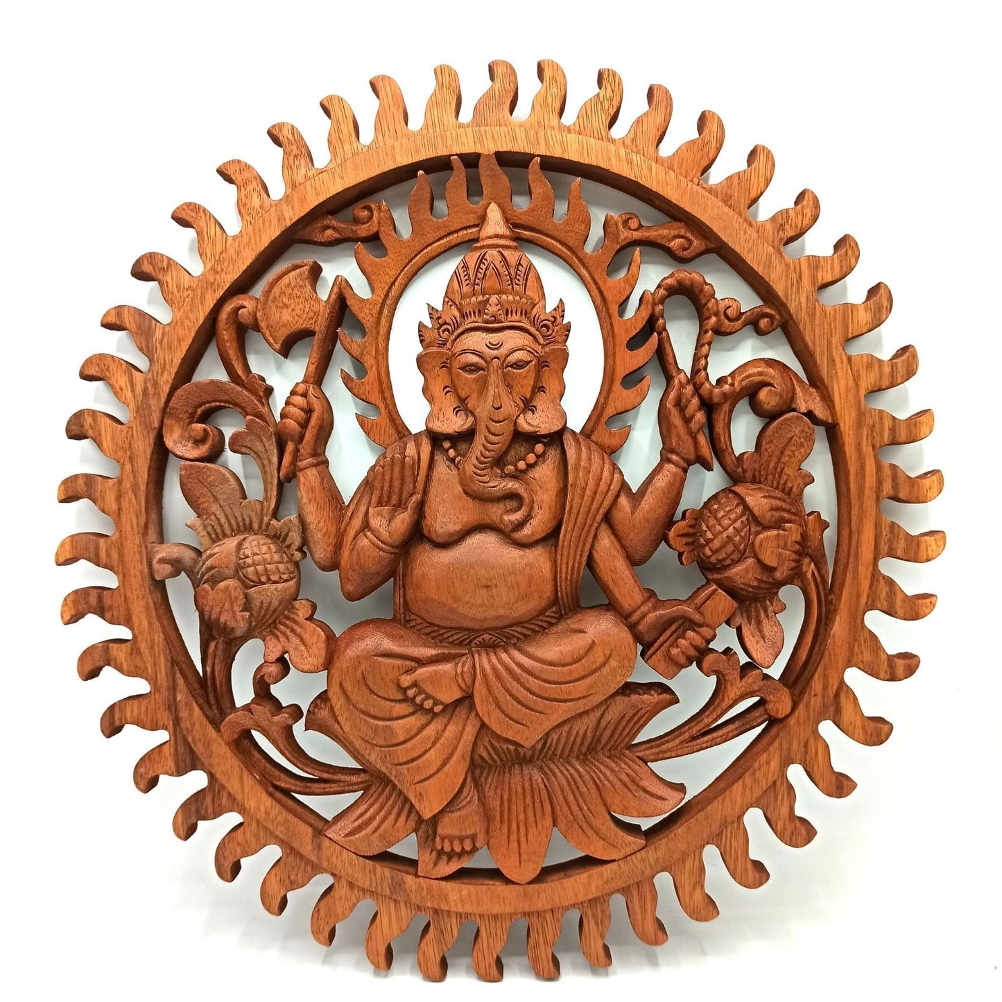 Ganesh Wandpaneel 40cm Handgefertigt Aus Suarholz Dekoratives Kunstwerk