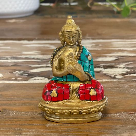 Messing Buddha Figur - Hände Hoch - 7,5 cm