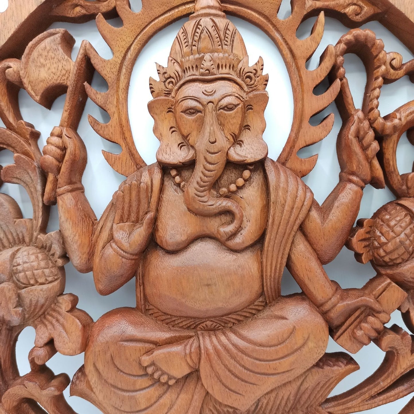 Ganesh Wandpaneel 40cm Handgefertigt Aus Suarholz Dekoratives Kunstwerk