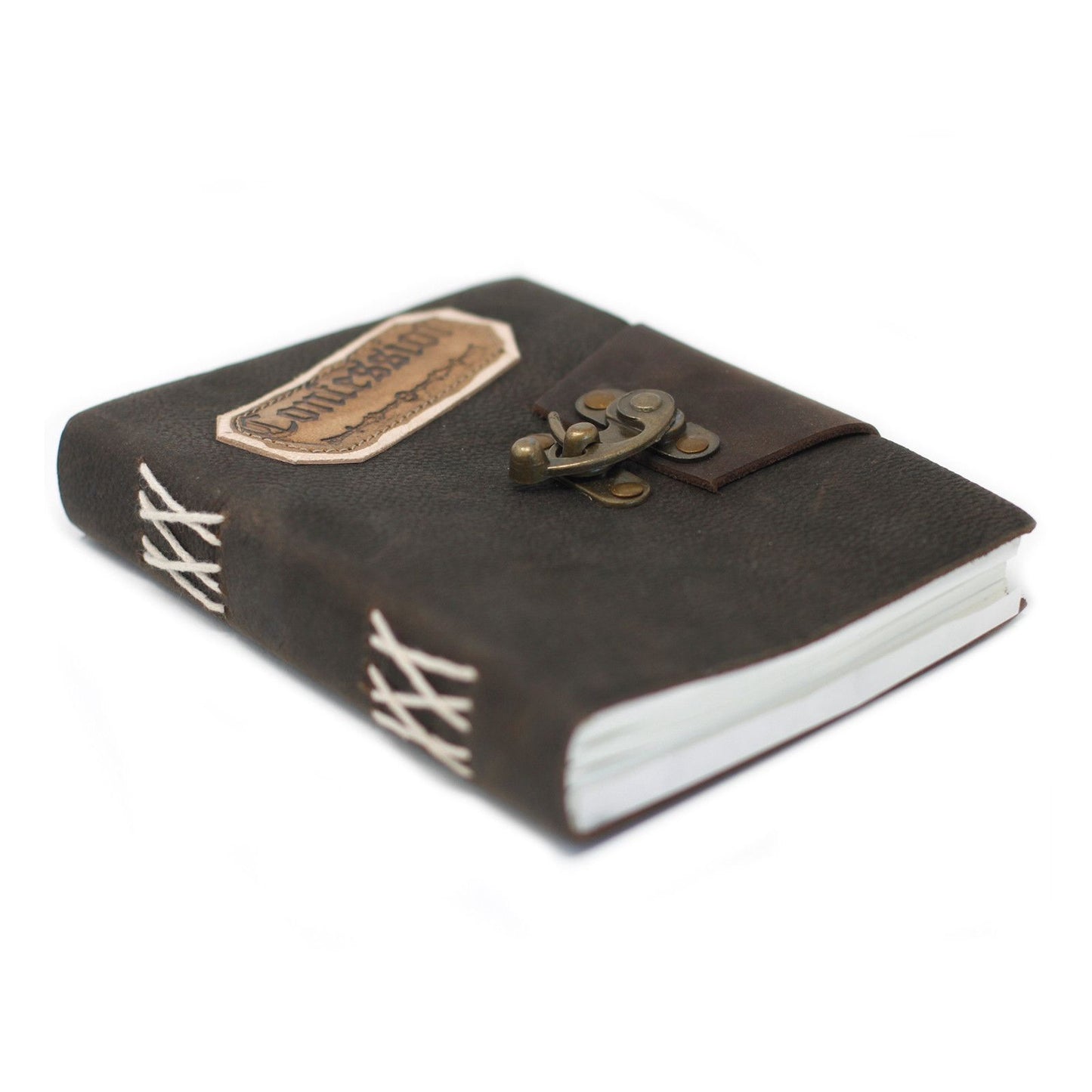 Leder Schwarz Bekennerschrift Mit Schloss Notizbuch 18x13 cm