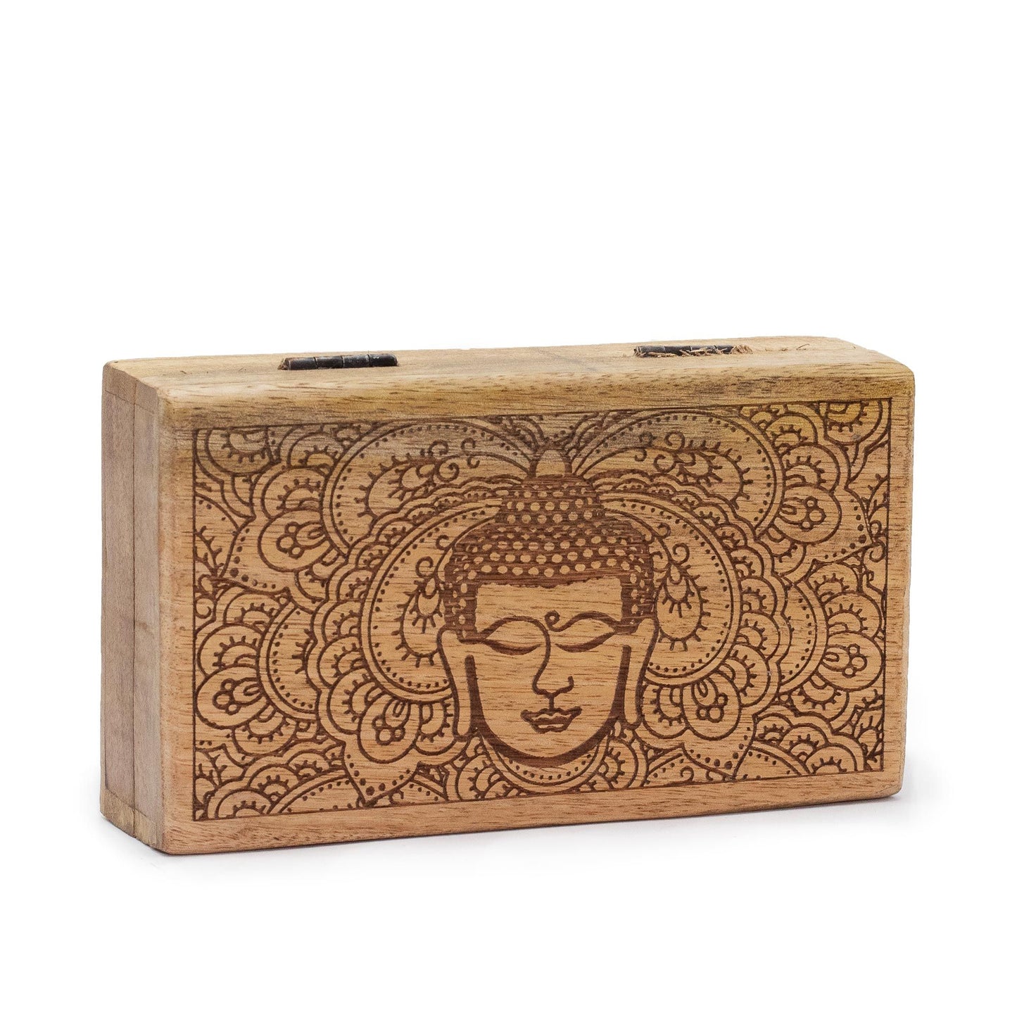 Med Square Box 17x10x4 2cm Buddha Gesicht Schwarz Engraviert