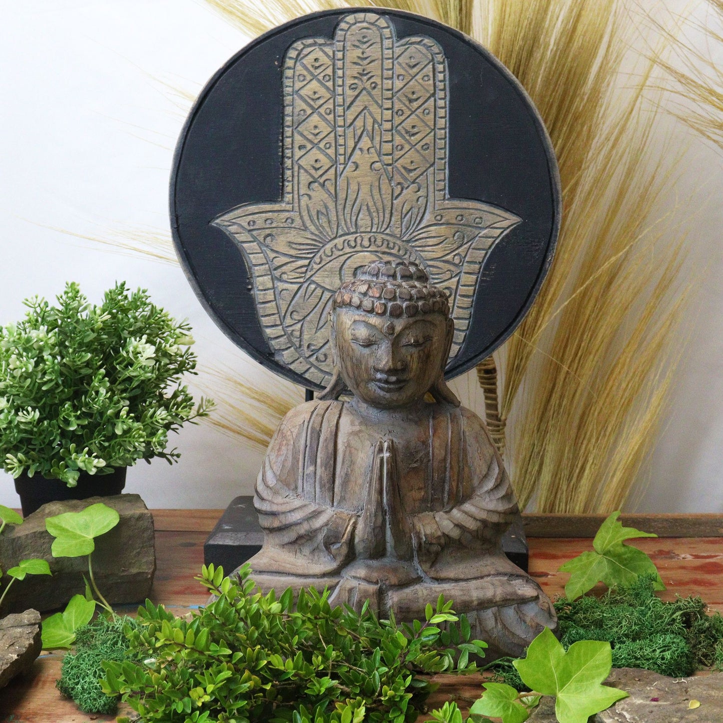 Buddha Feng Shui Set Hamsa Grau 2 Designs