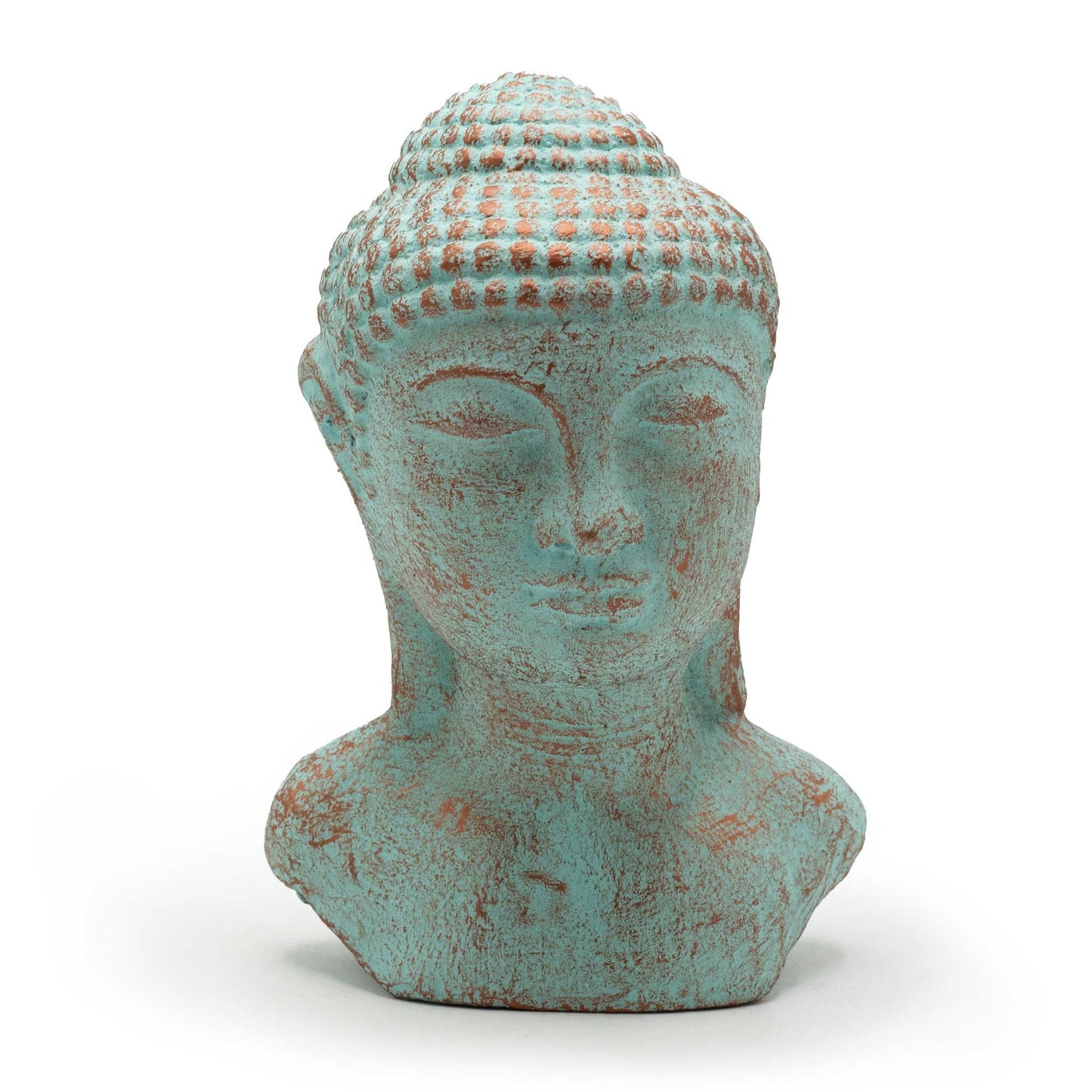 Ruhe Buddha Kopf In Grünem Kupfer Handgefertigt Aus Beton