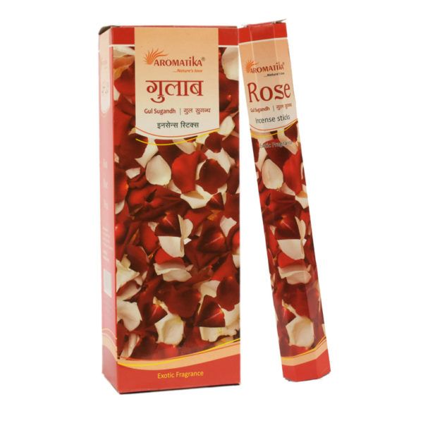 Aromatika Premium Räucherstäbchen Rose Naturbelassen Handgerollt aus Indien