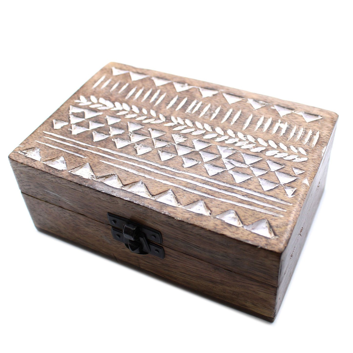 Weiß Gewaschene Holzkiste 6x4 Aztekisches Design