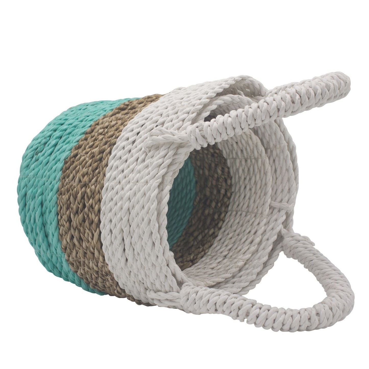 Seagrass Korb Set Grün Natur Weiß