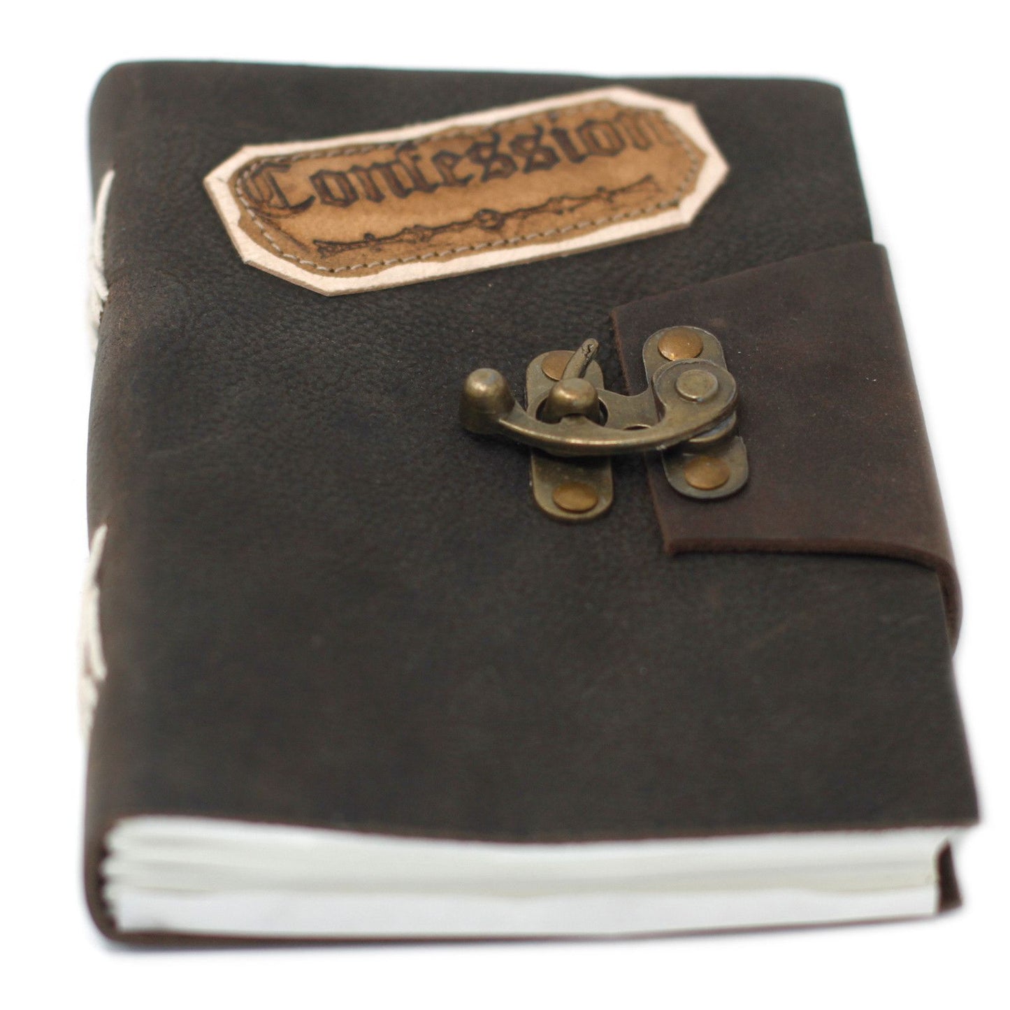 Leder Schwarz Konfessionen Mit Schloss Notizbuch 18x13 cm