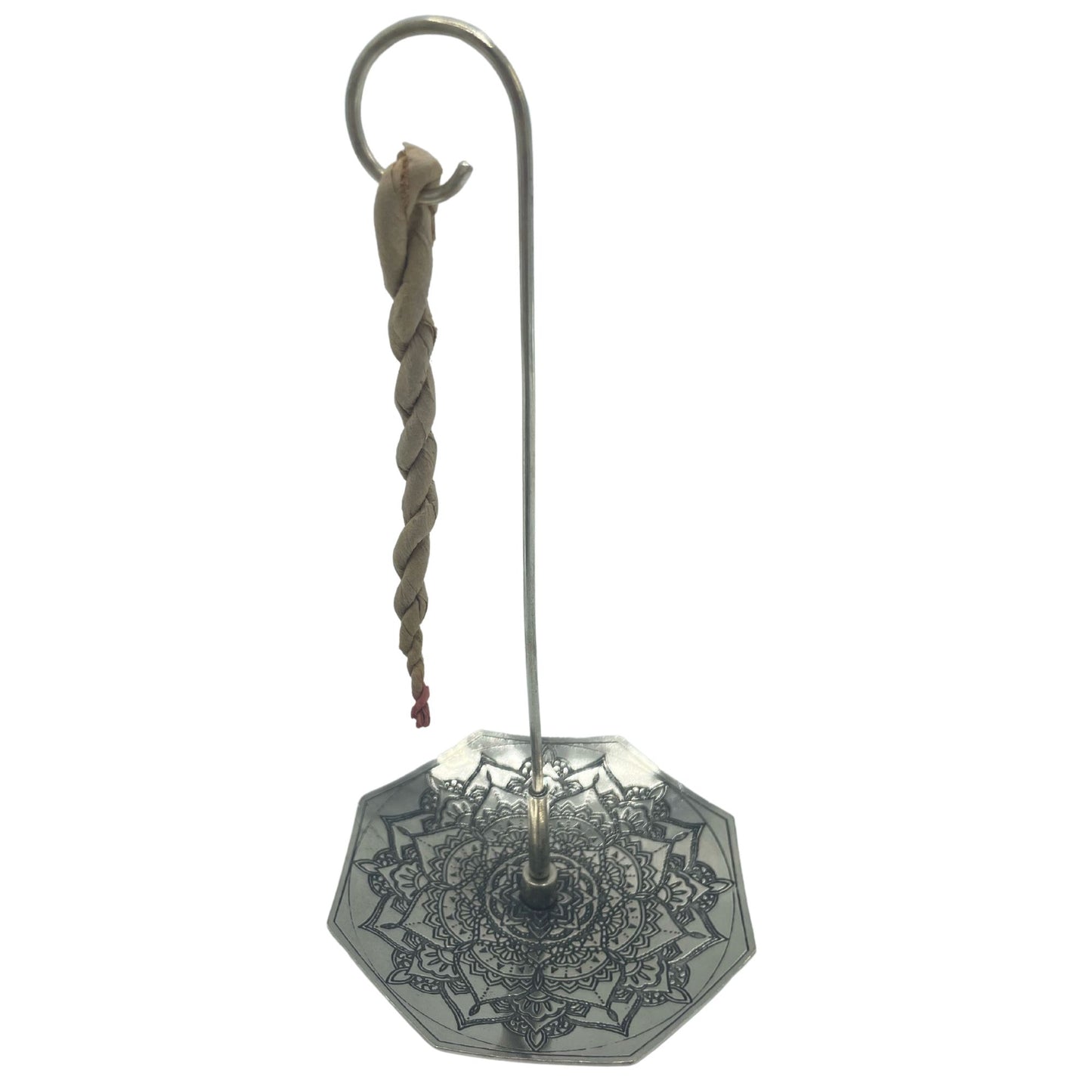 Seilräucherstäbchen und Versilberter Halter Set - Mandala Blume
