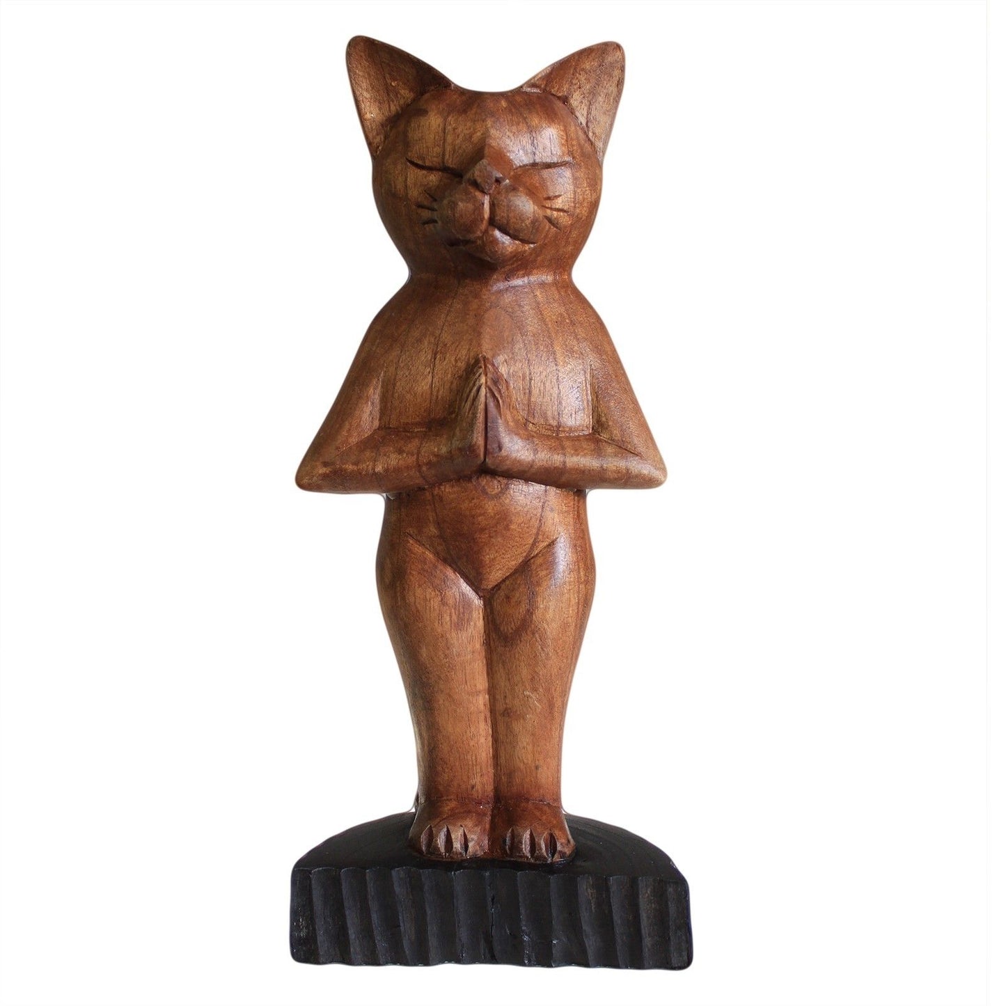 Handgeschnitzte Yoga Katze Stehend