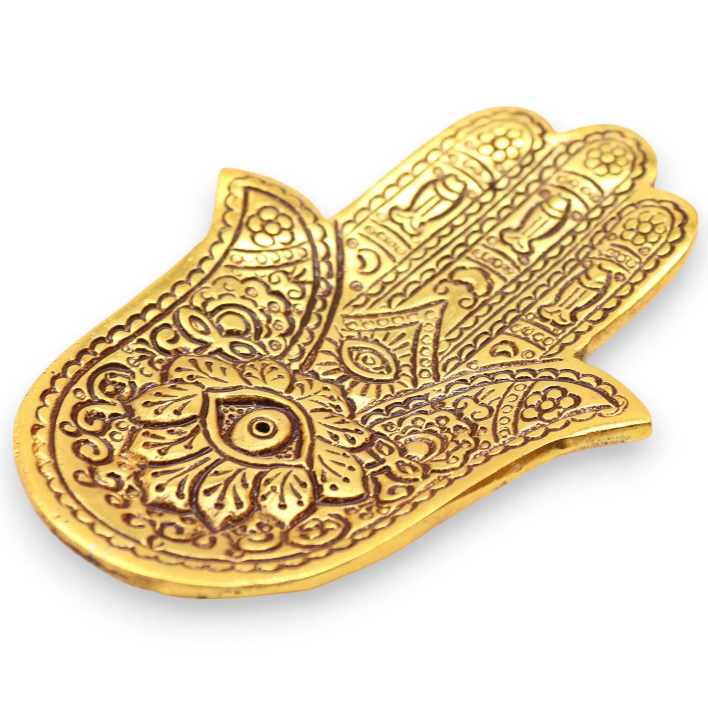 Gold Aluminium Kleiner Hamsa Räucherstäbchenhalter 13x5 5cm