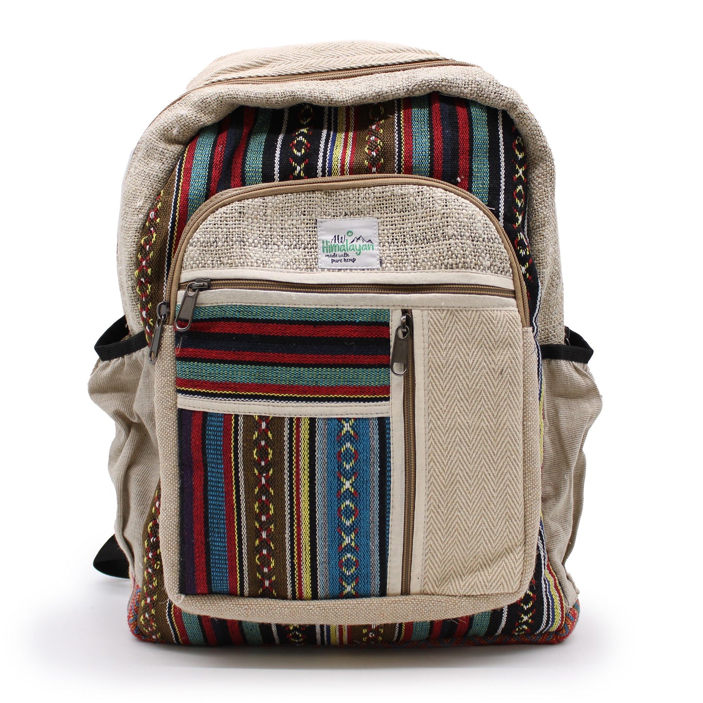 Großer Hanf Rucksack - Gerade Reißverschluss Stil