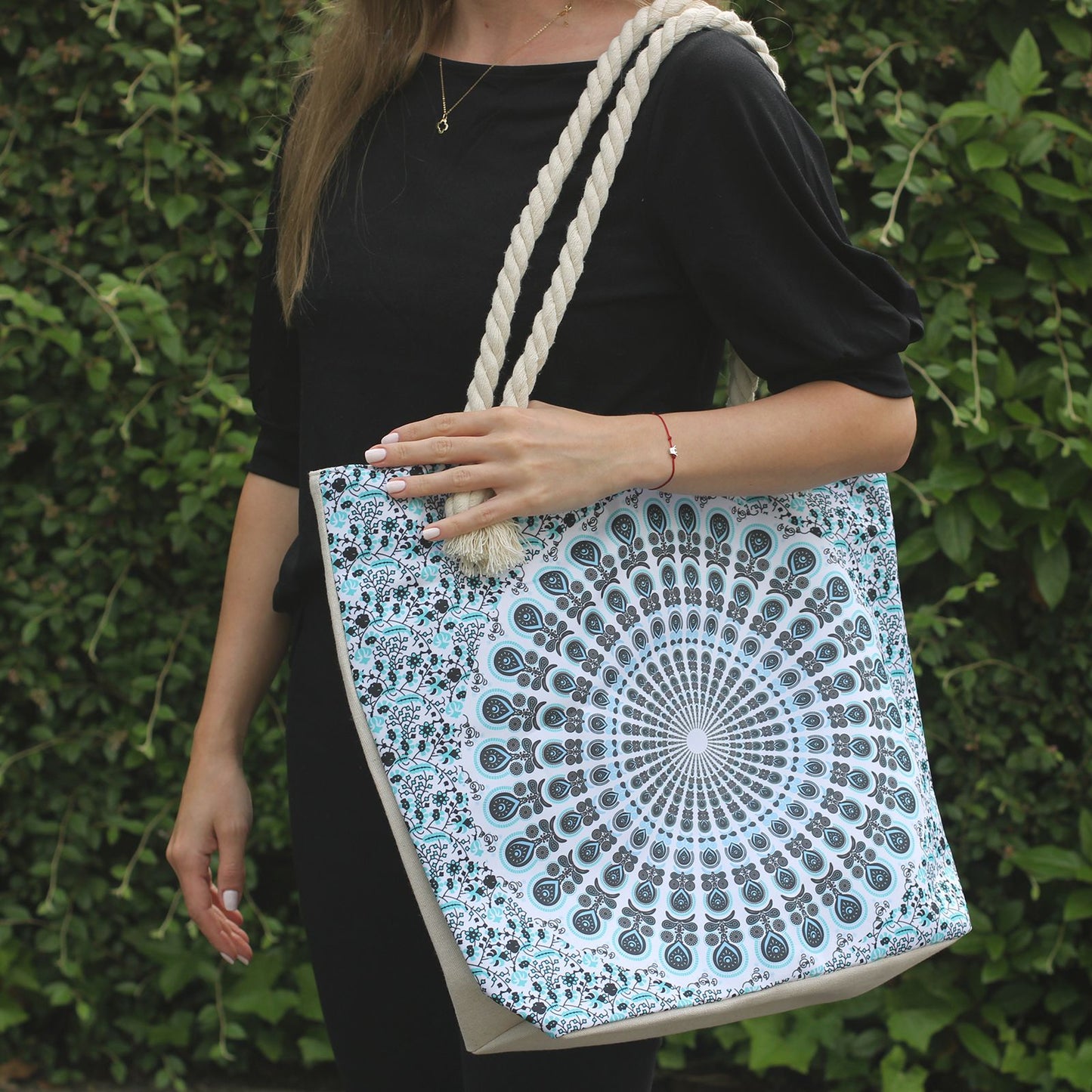 Seilgriff Mandala Tasche Himmelblau