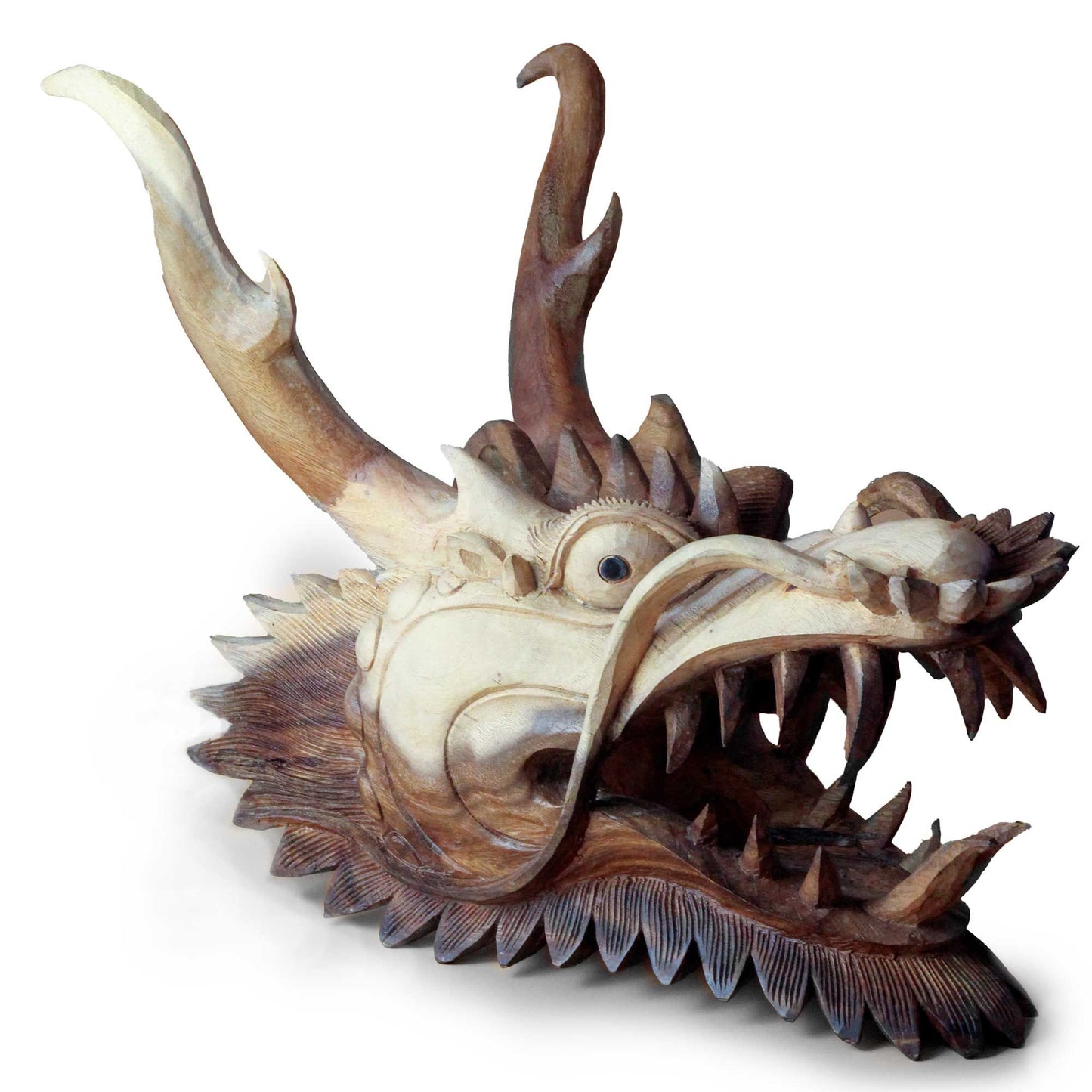 Lebensgroße Drachenkopf Schnitzerei 30 cm