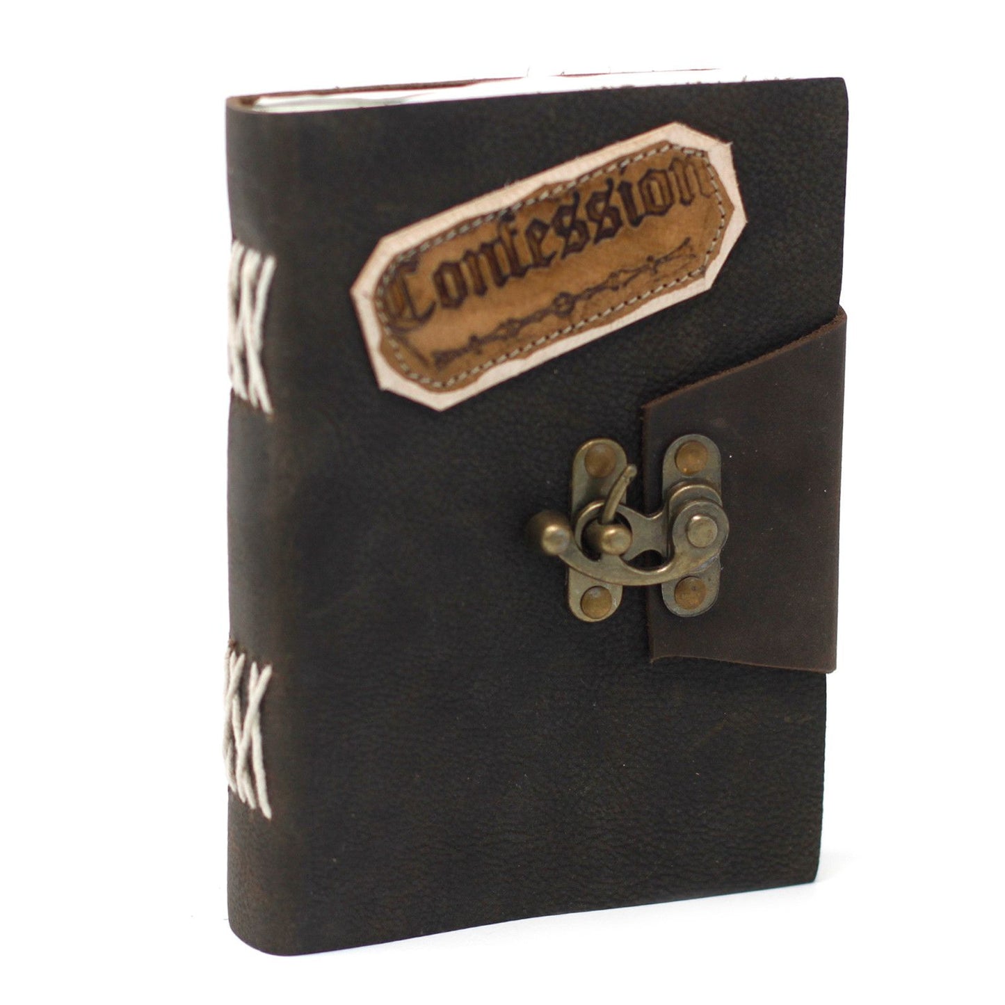 Leder Schwarz Konfessionen Mit Schloss Notizbuch 18x13 cm