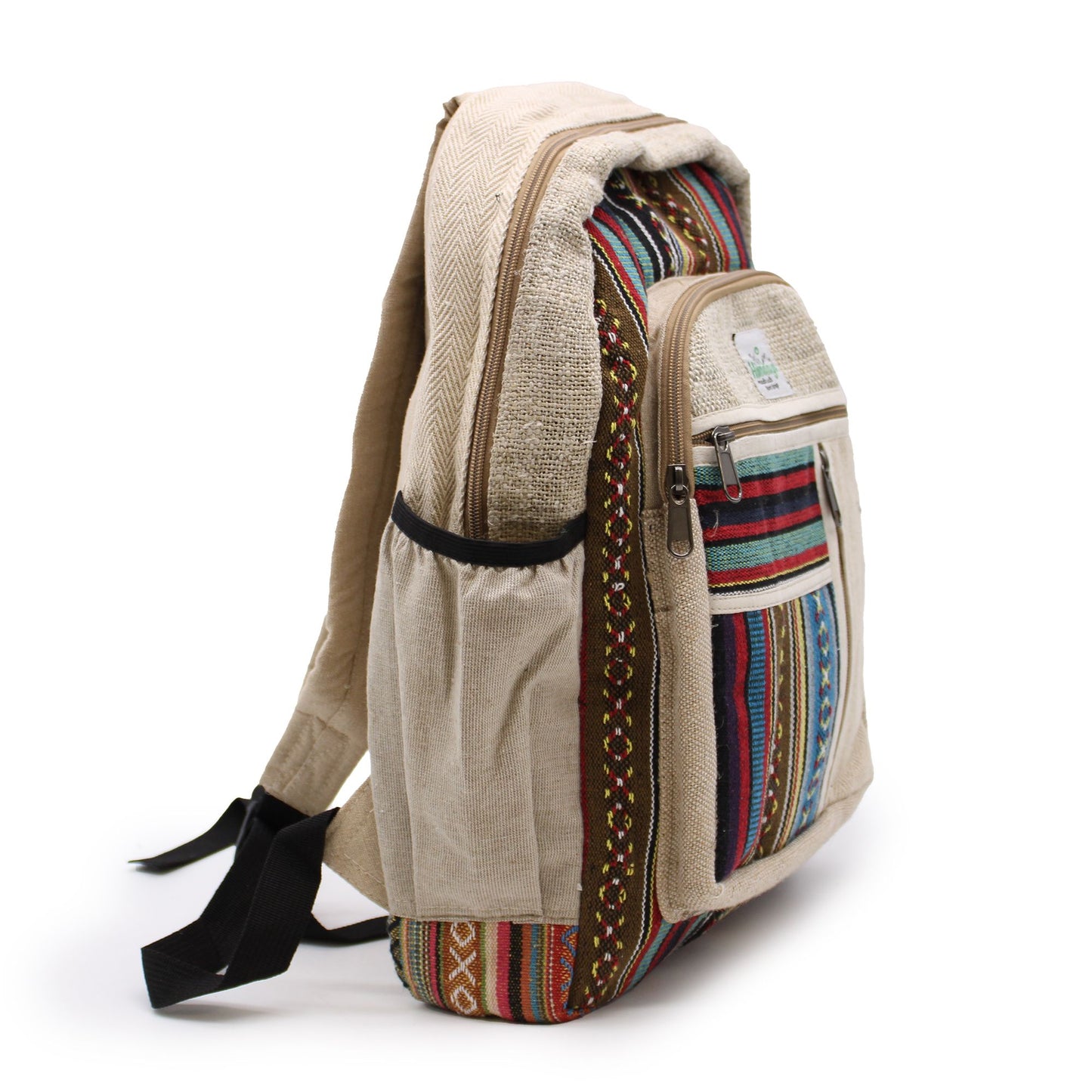 Großer Hanf Rucksack - Gerade Reißverschluss Stil