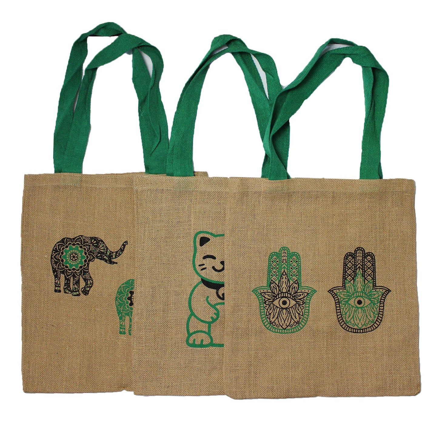 Große Jute Shopper Tasche Mit Mandala Elefant Design