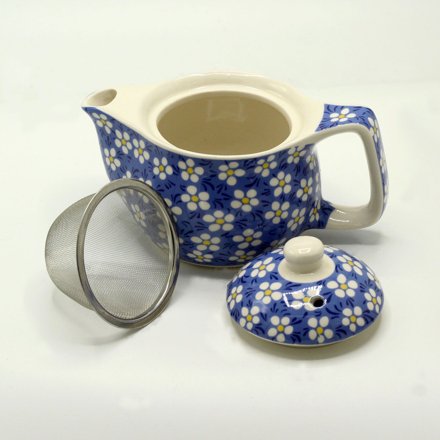 Kleine Kräuterteekanne Blaue Gänseblümchen