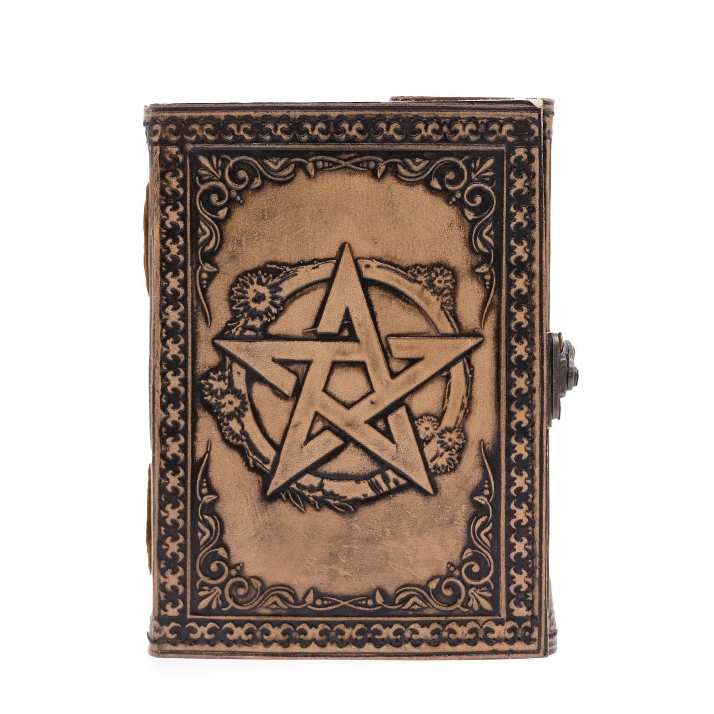 Pentakel - Esoterisches Notizbuch - Antik Grau - 200 Seiten - Stichkante - 17,5x12,5x3cm