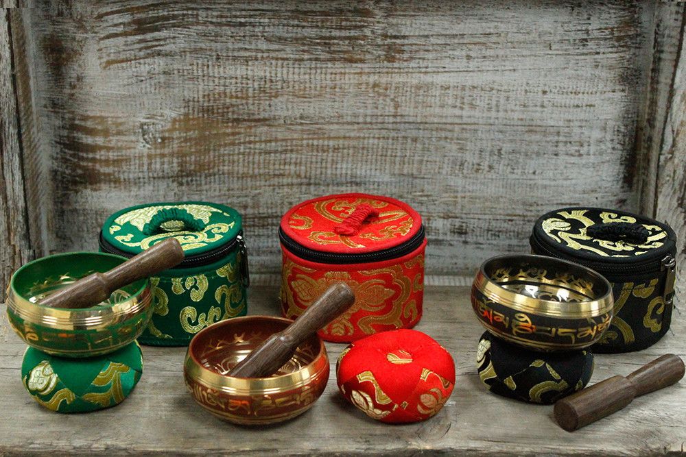 Mini Klangschalen Geschenkset Rot