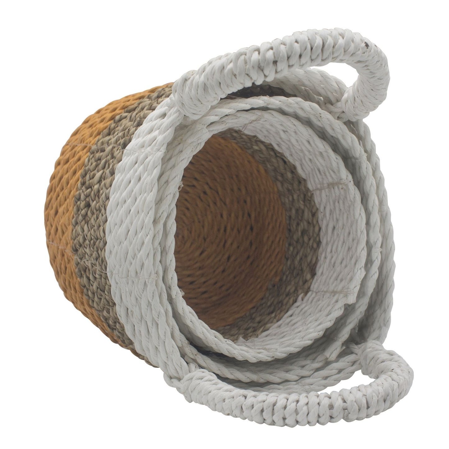 Seagrass Korb Set - Orange Natur Weiß