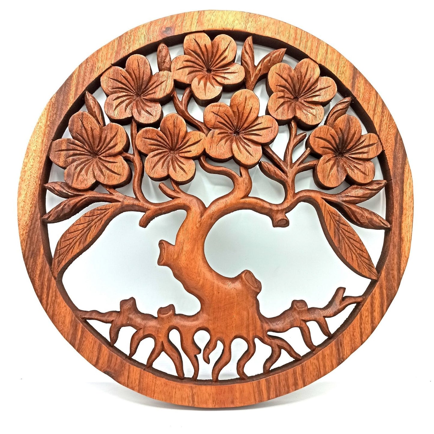 Baum Des Lebens Frangipani Wandpanel 40cm Handgefertigt Aus Suar Holz
