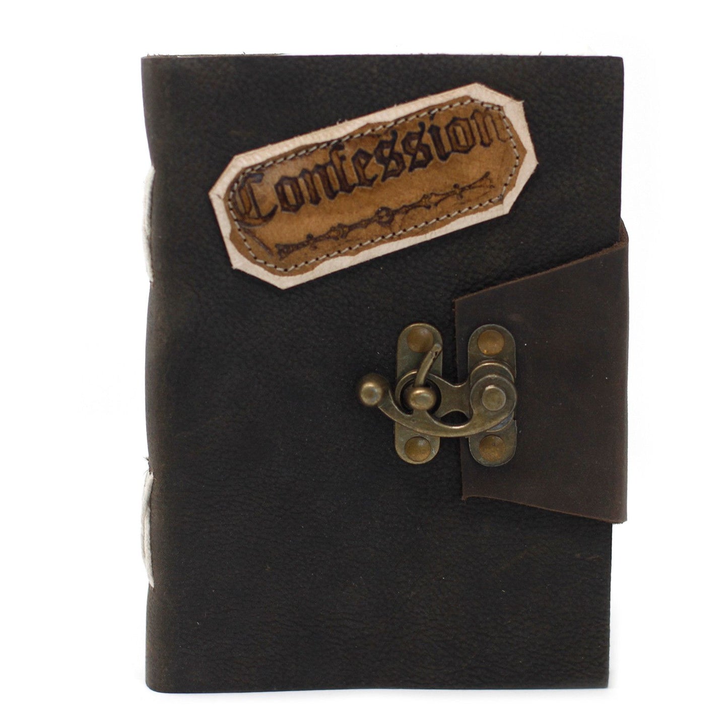 Leder Schwarz Konfessionen Mit Schloss Notizbuch 18x13 cm