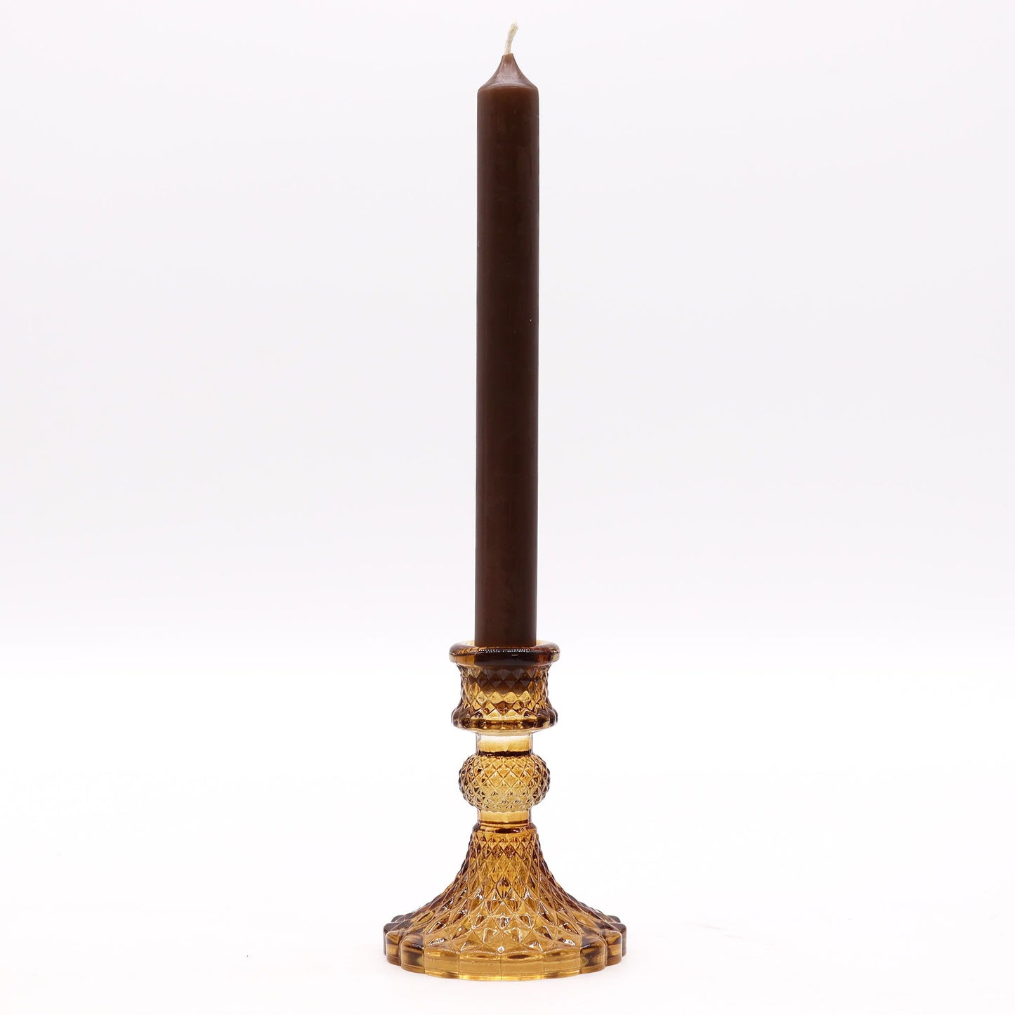 Set Mit 2 Vintage Dinner Kerzenhaltern - Antikes Amber