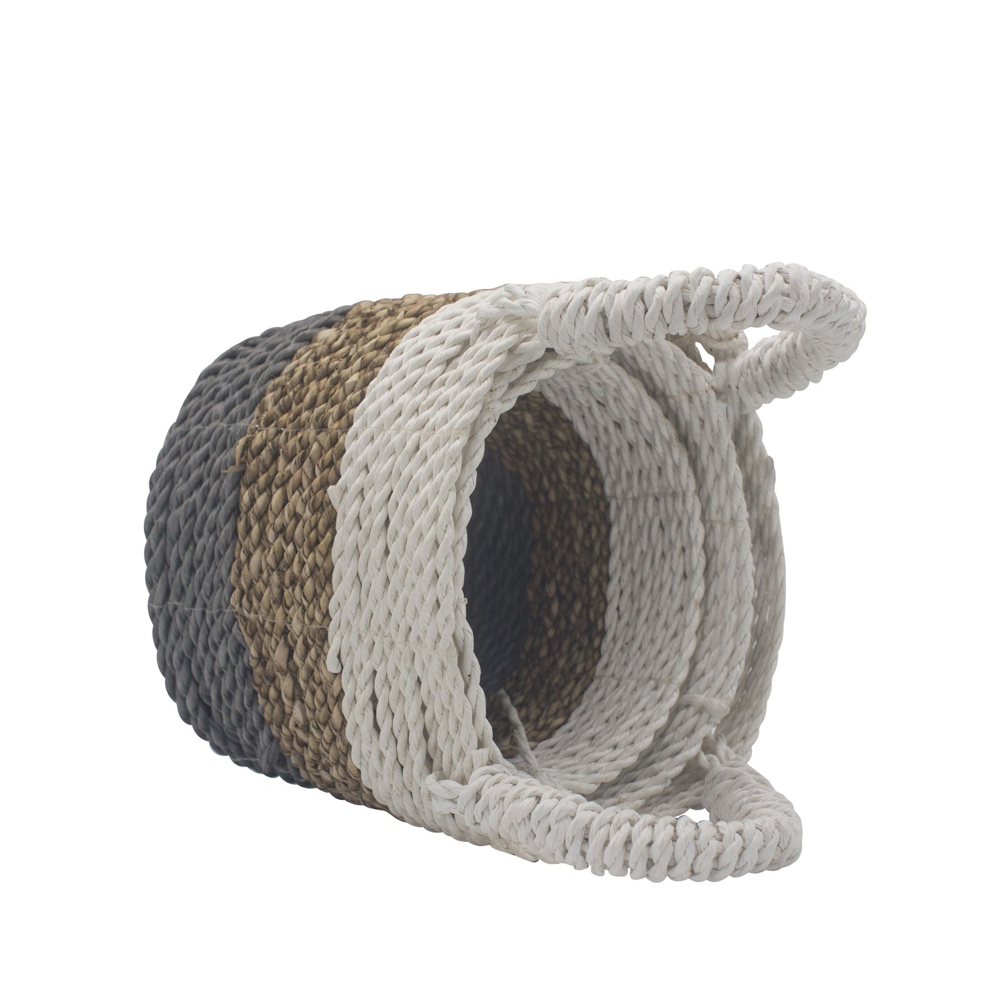 Seagrass Korb Set Grau Natur Weiß