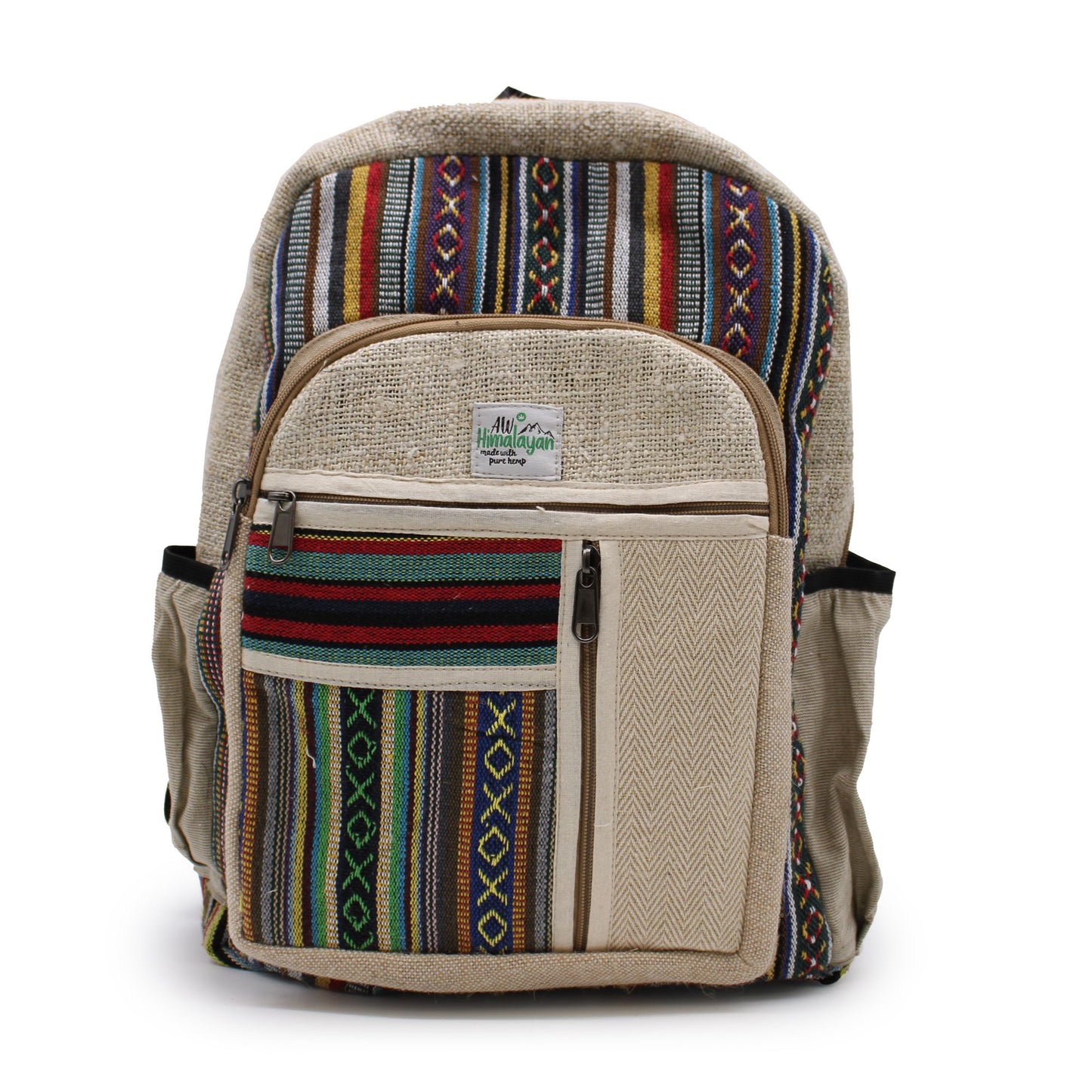 Großer Hanf Rucksack - Gerade Reißverschluss Stil