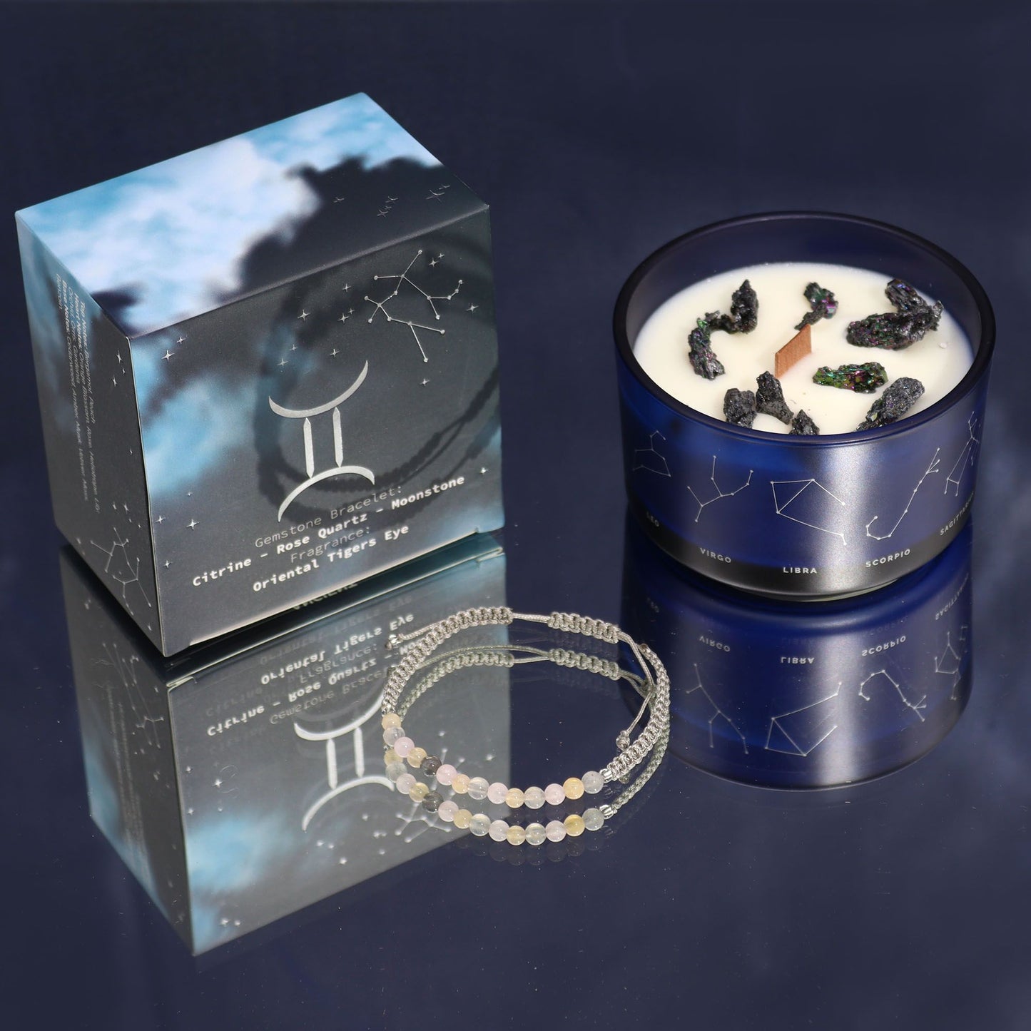 Zodiac Kristallkerze Mit Edelsteinarmband - Zwillinge