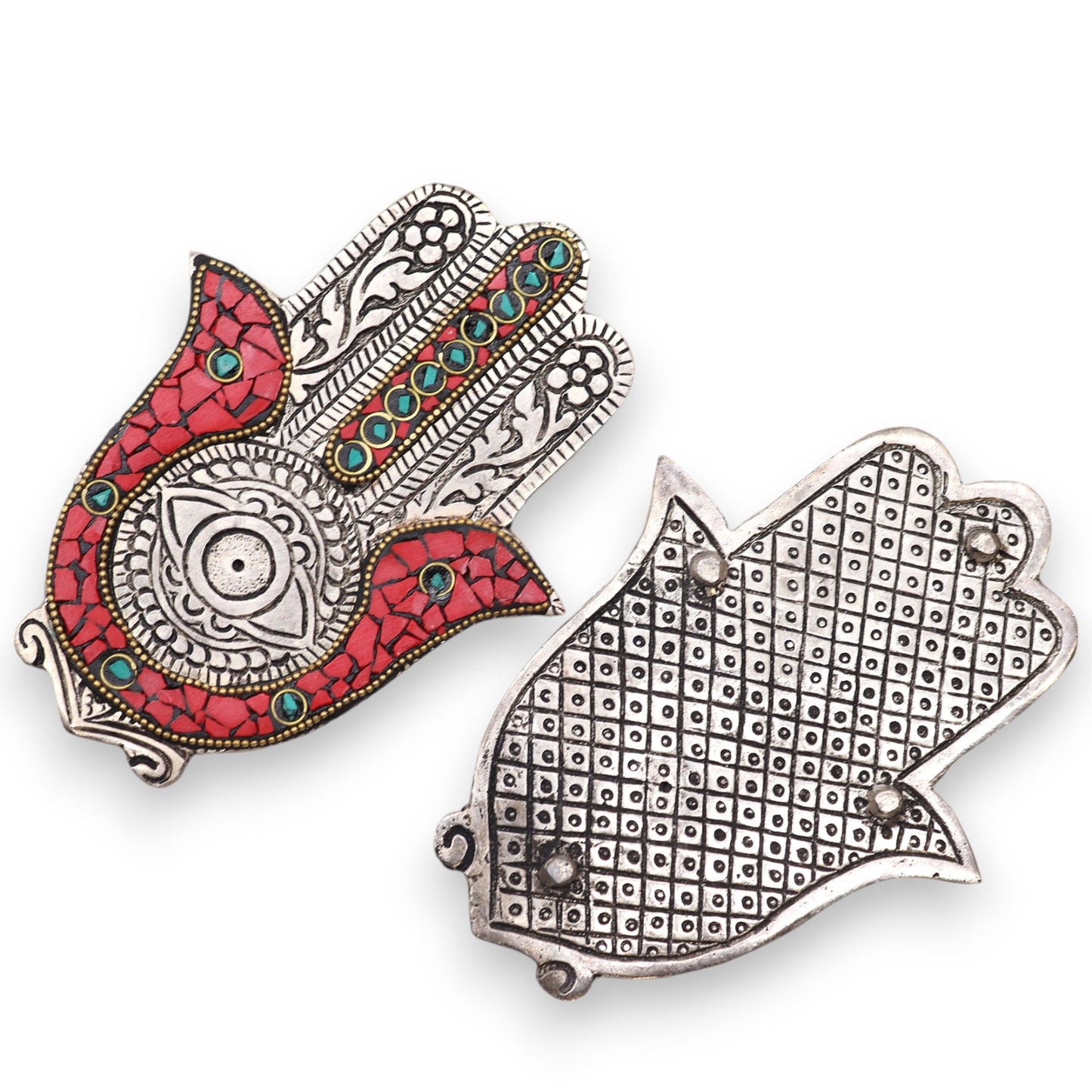 Roter Und Grüner Kleiner Hamsa Räucherstäbchen Halter 13x5,5cm